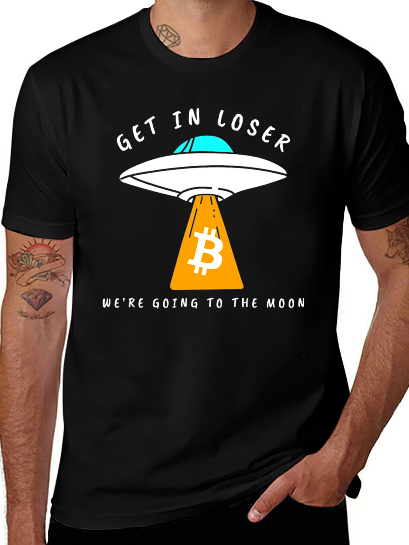 Bitcoin to the Moon T-Shirt - Get in Loser!