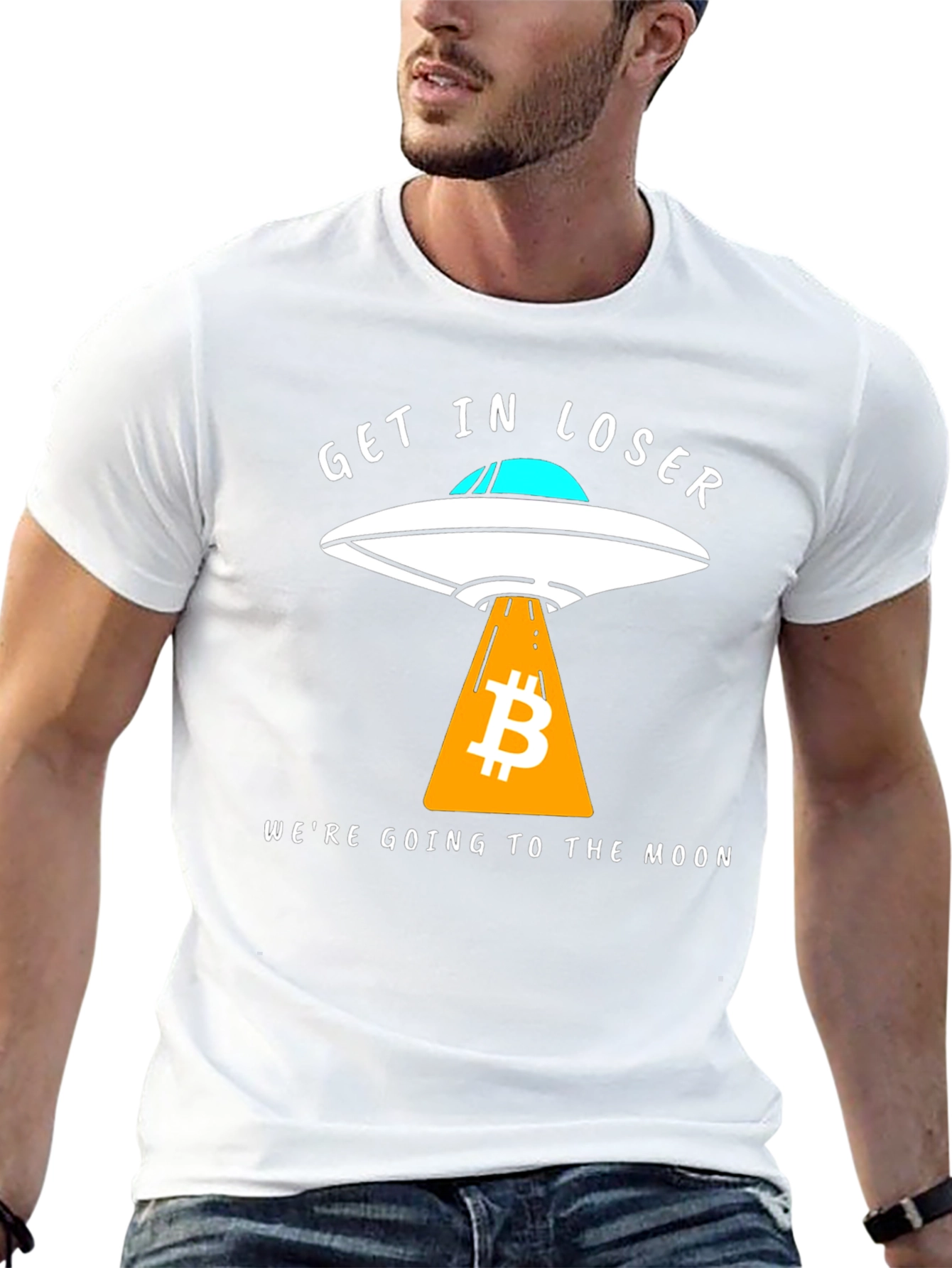 Bitcoin to the Moon T-Shirt - Get in Loser!