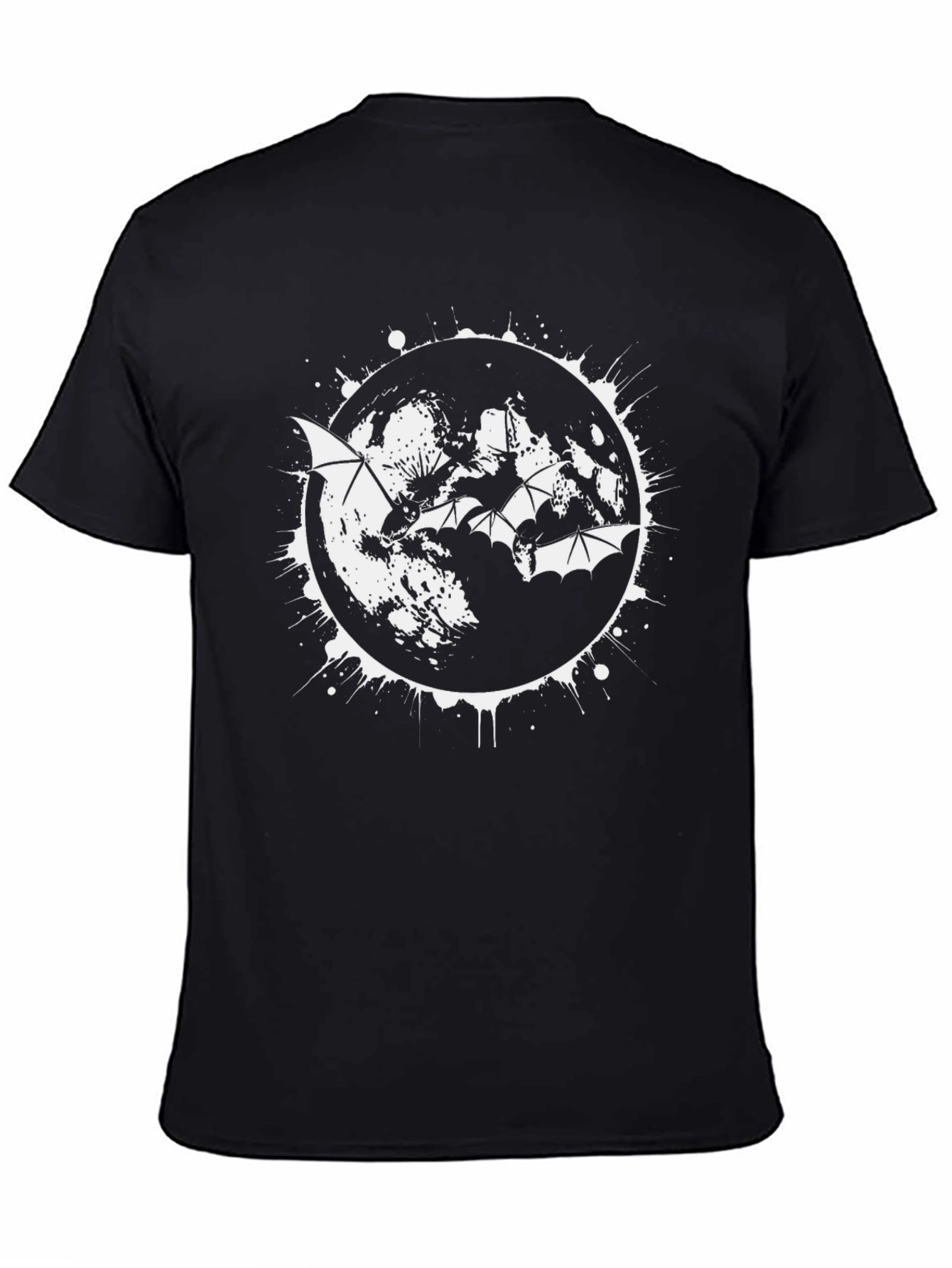 Bat Moon Graphic T-Shirt - Modern Halloween Design