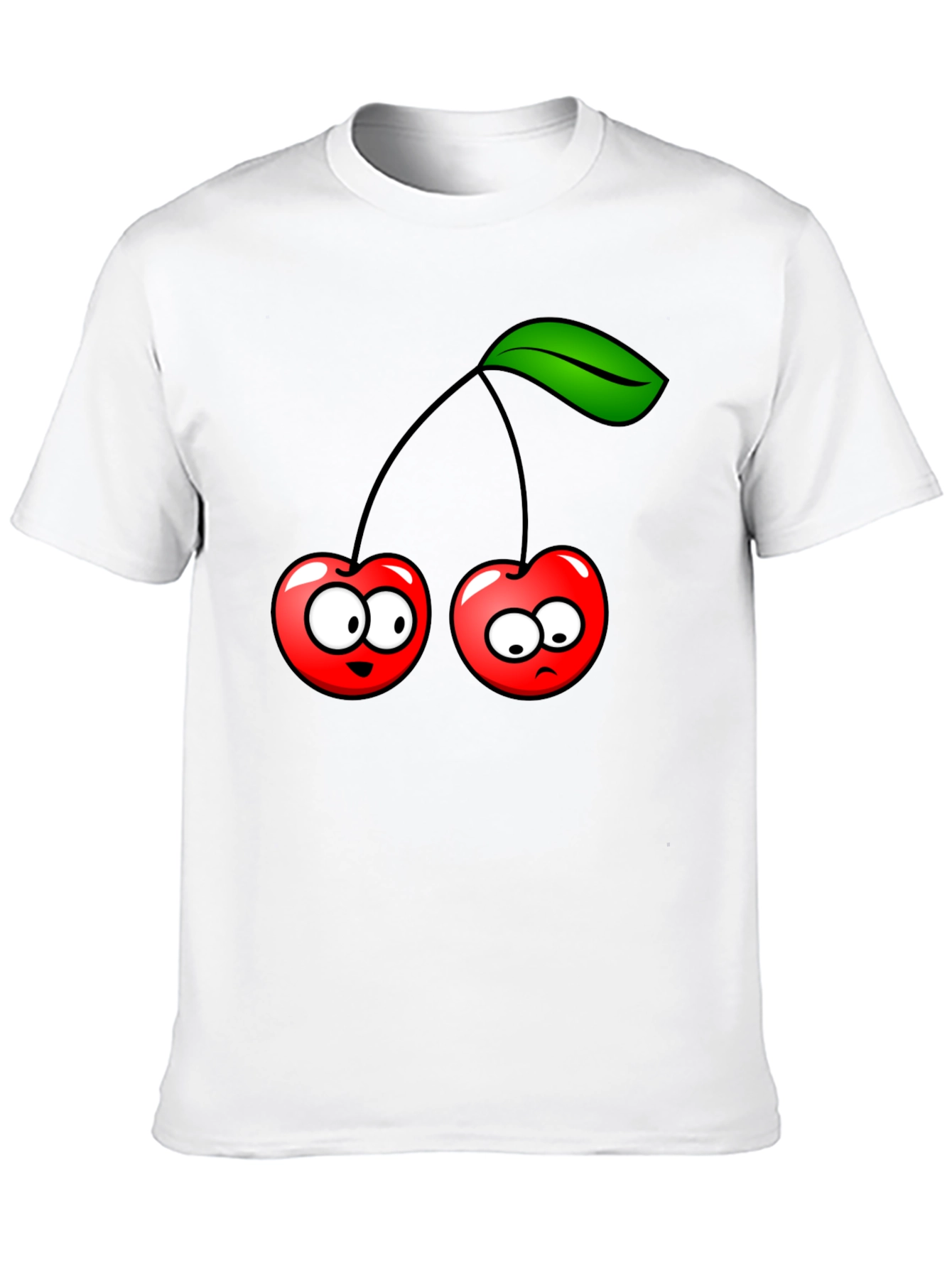 Funny Cherry Cartoon Black T-Shirt