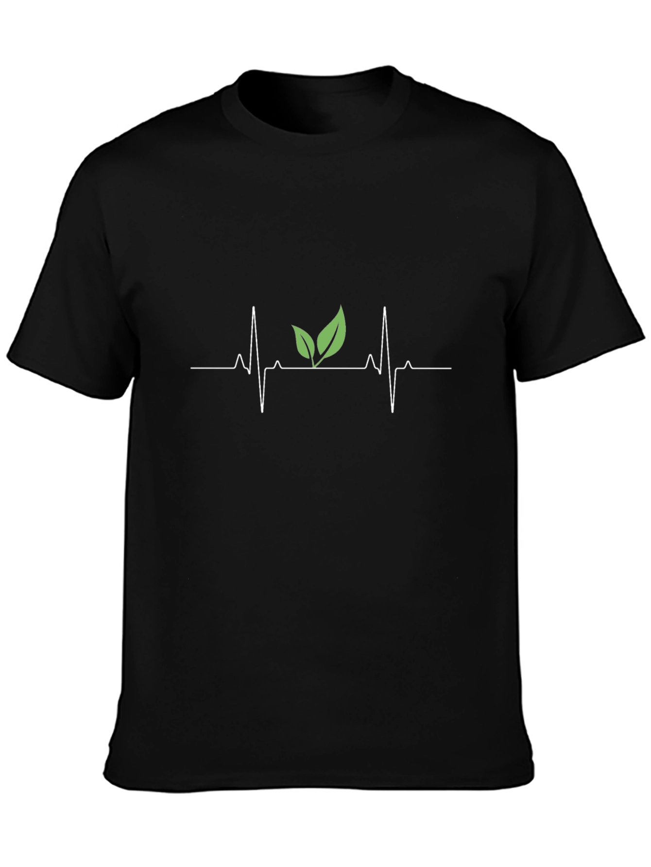 Vegan Heartbeat T-Shirt - Black Crew Neck