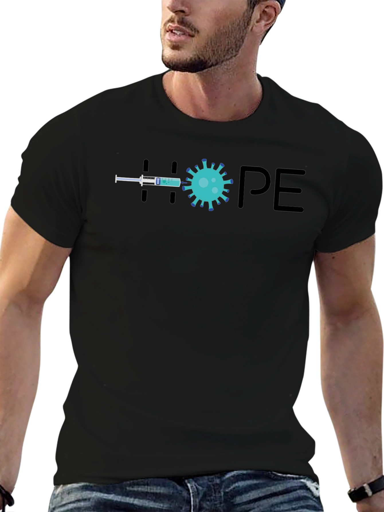 Hope Vaccine T-Shirt: Black Cotton Graphic Tee