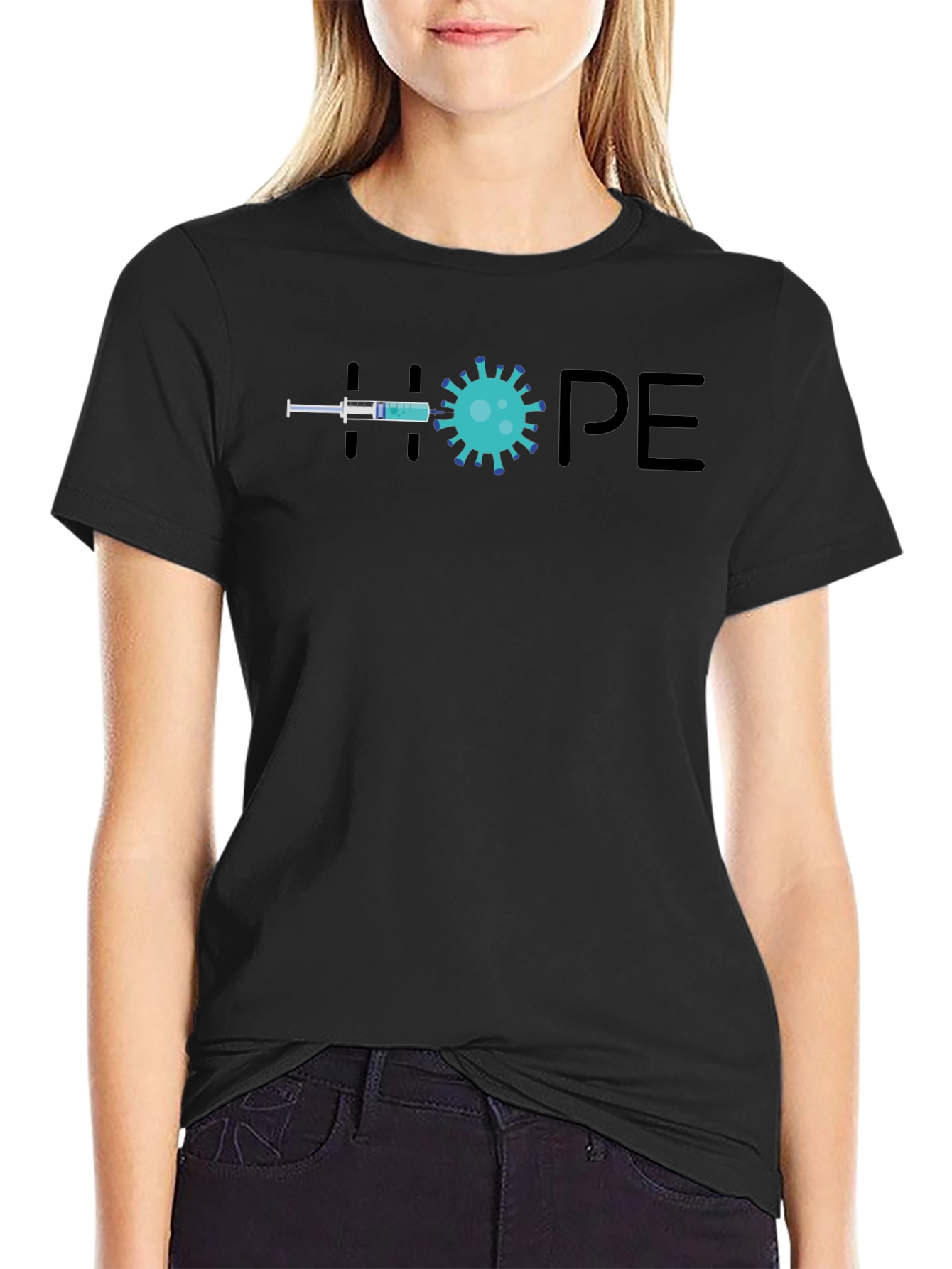 Hope Vaccine T-Shirt: Black Cotton Graphic Tee