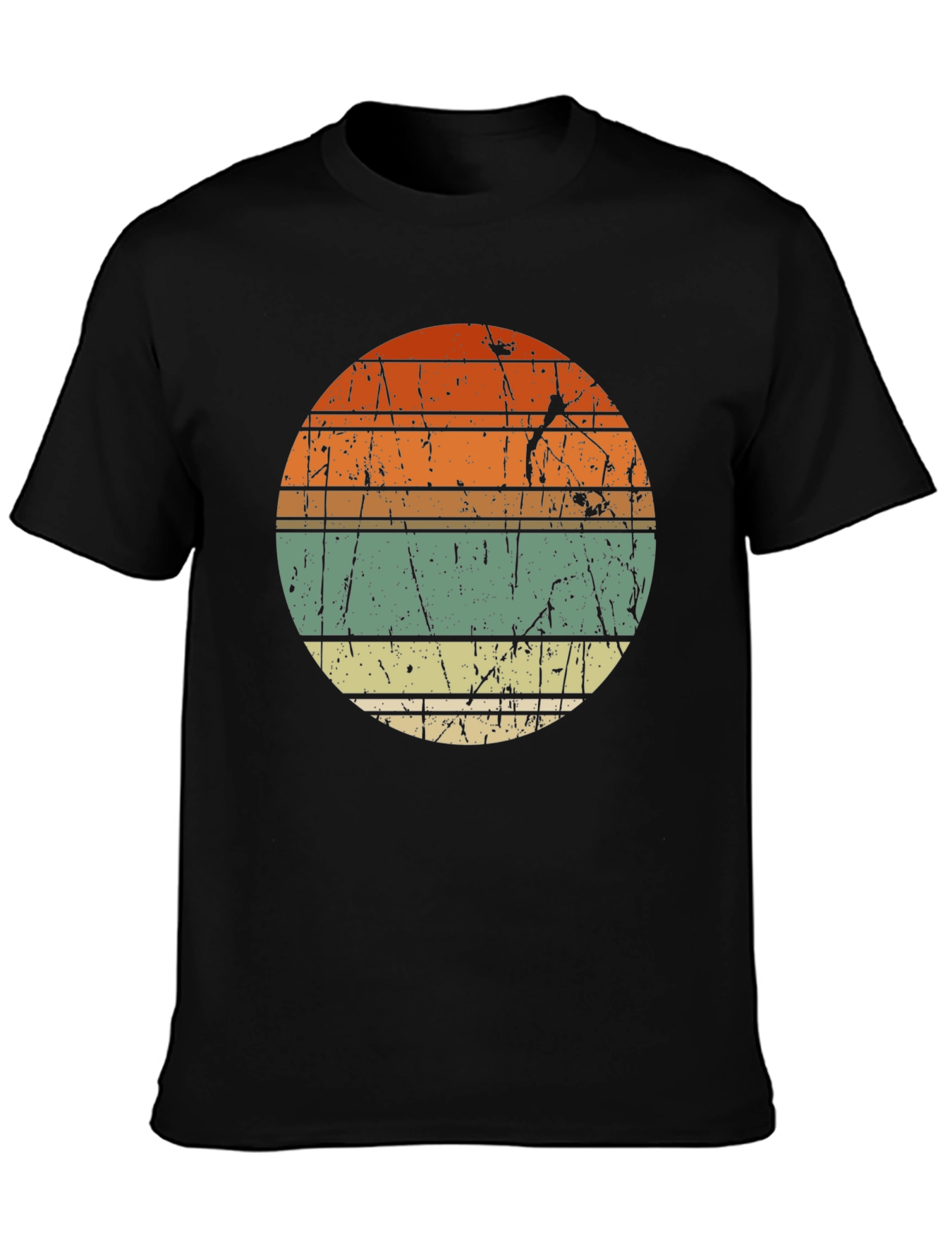 Retro Sunset Graphic Tee - Distressed Circle Design