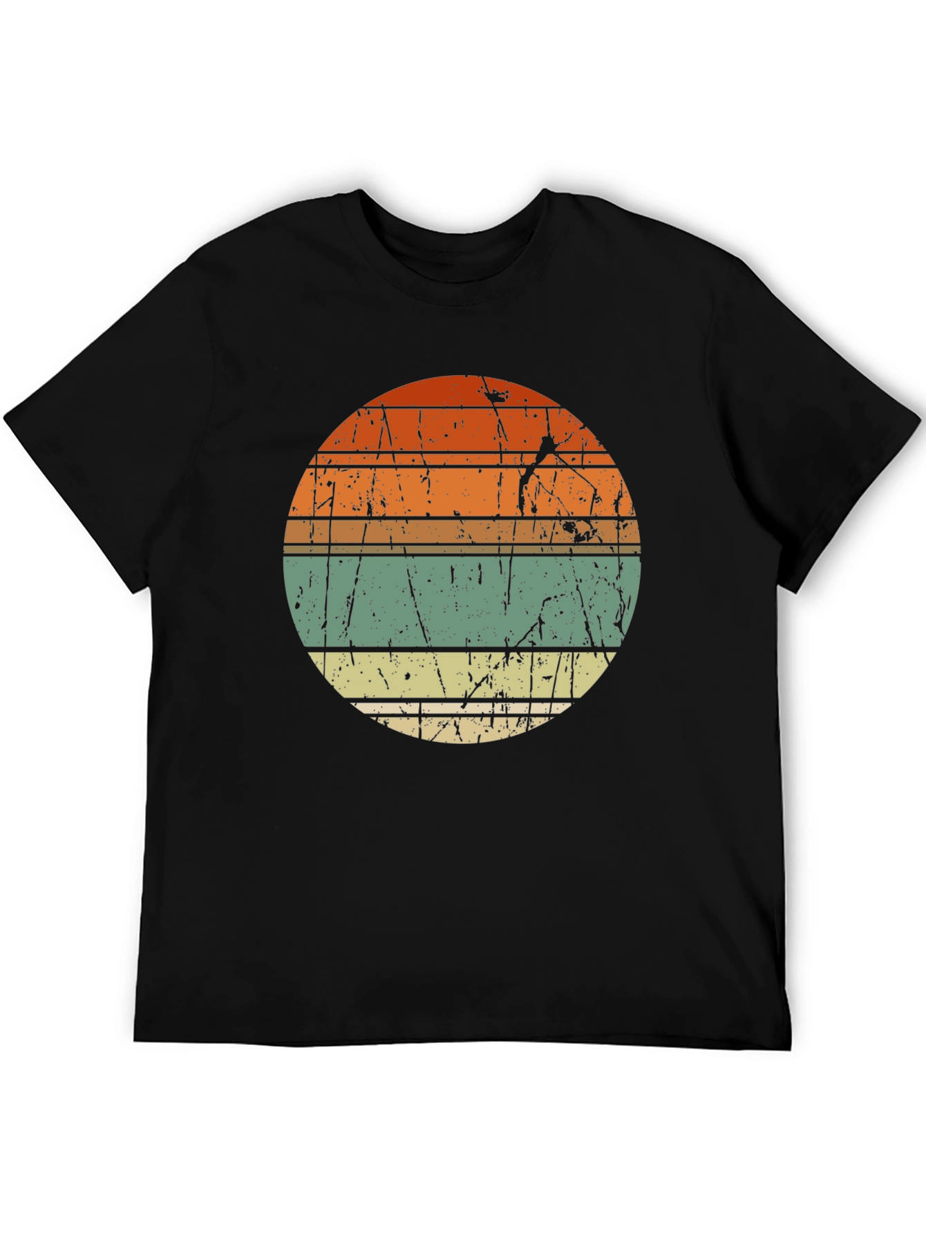 Retro Sunset Graphic Tee - Distressed Circle Design