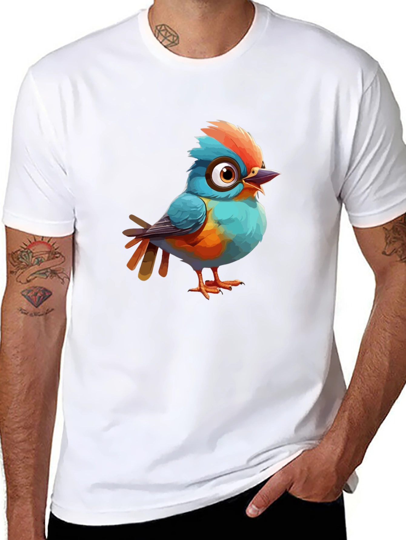 Cartoon Bird Graphic Tee - Stylish Comfort