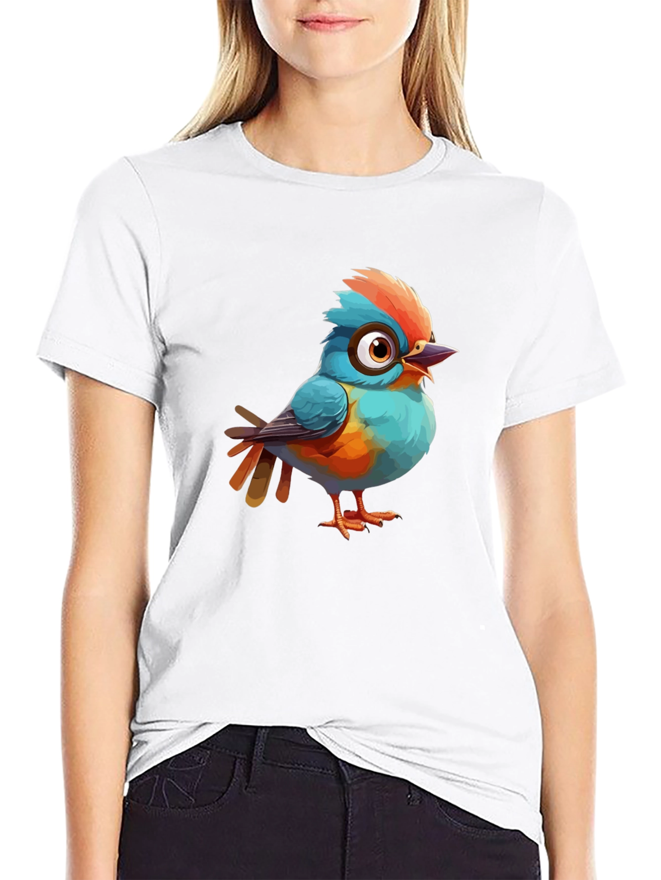 Cartoon Bird Graphic Tee - Stylish Comfort