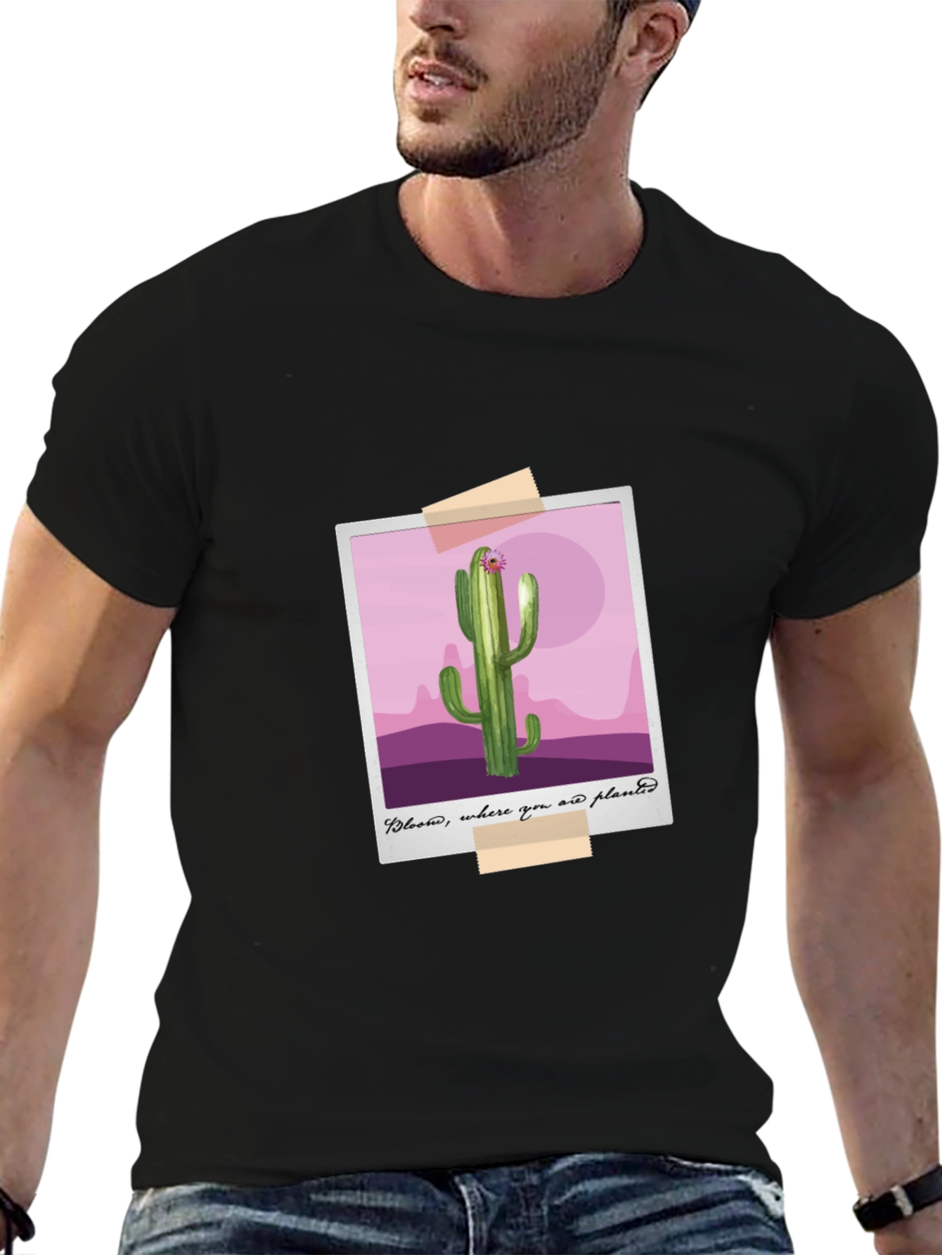 Cactus Photo Tee - Bloom Where You Are Planted