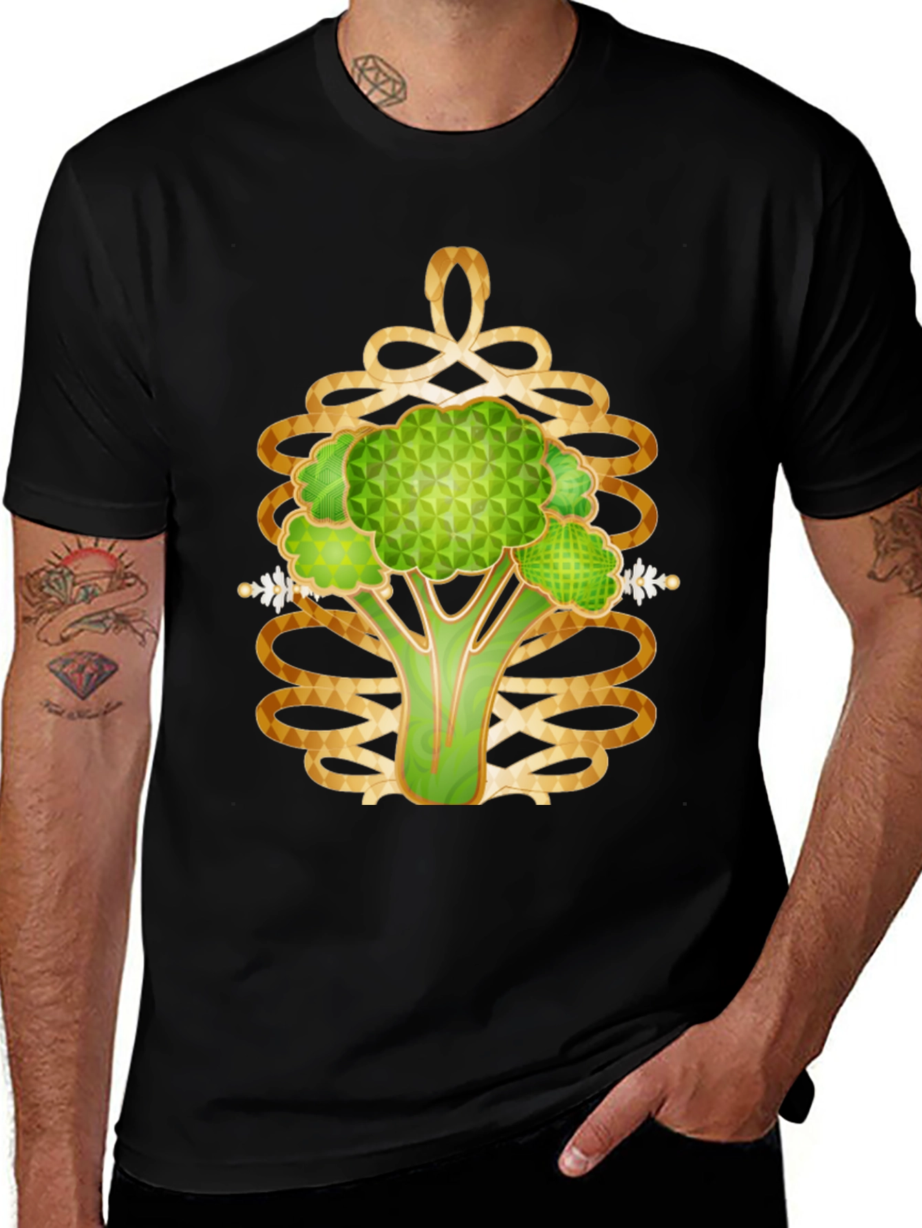 Abstract Broccoli Graphic T-Shirt
