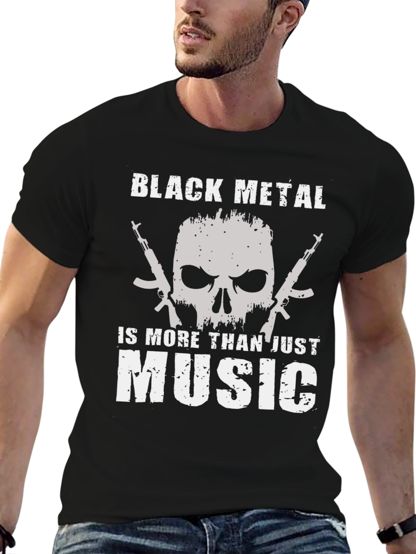 Black Metal Skull Graphic T-Shirt