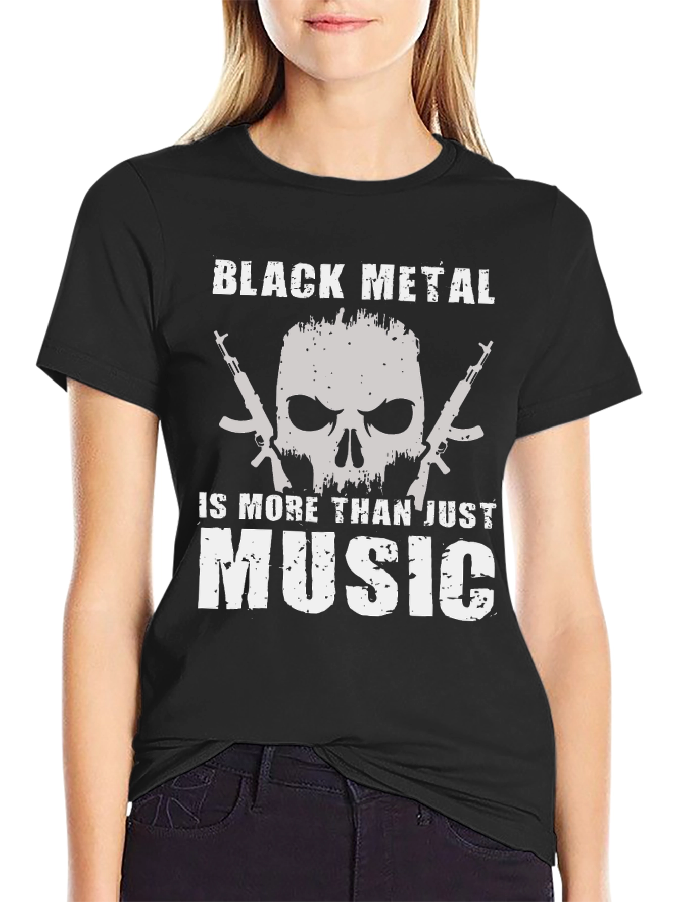 Black Metal Skull Graphic T-Shirt