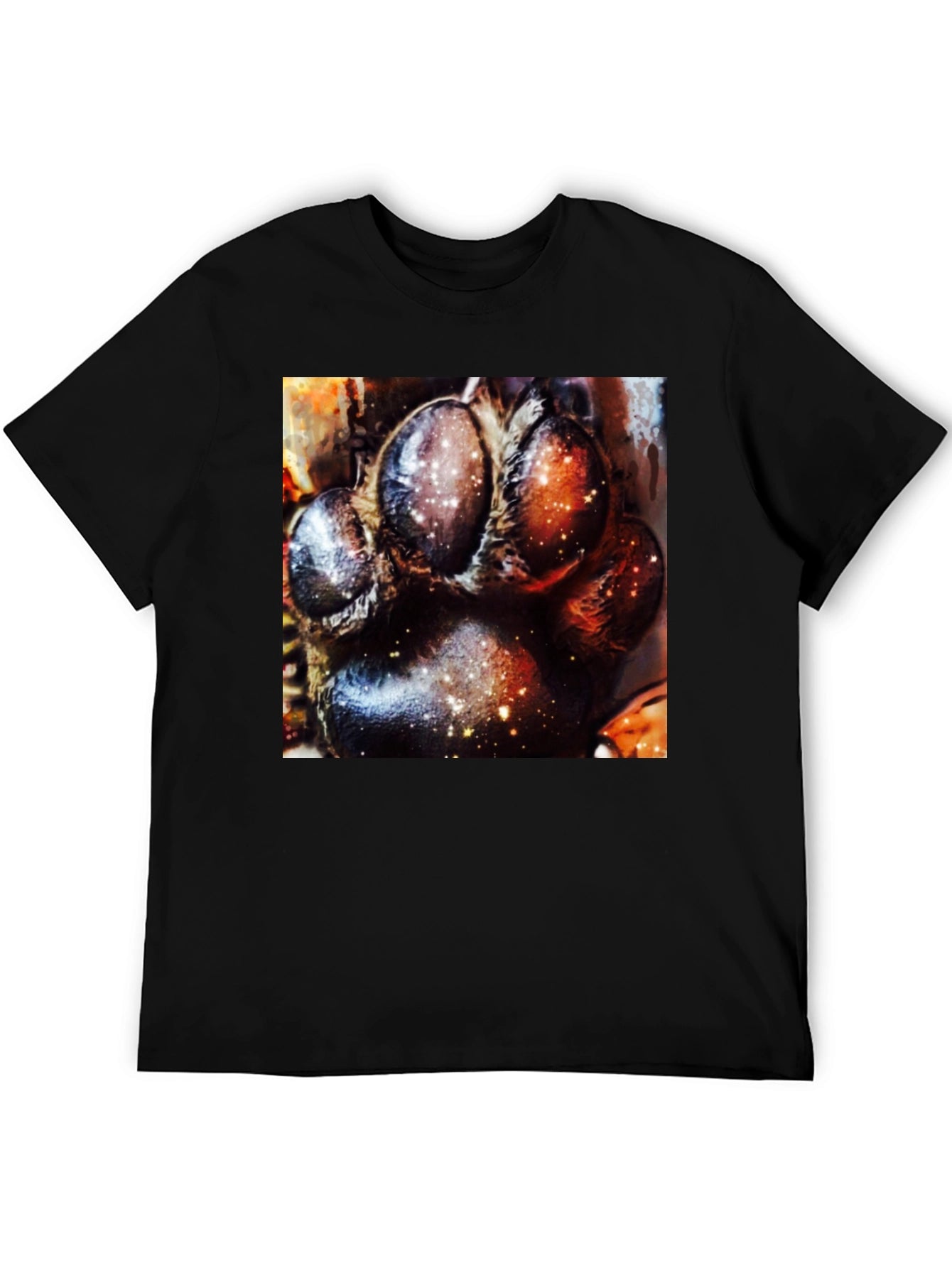 Cosmic Paw Print Graphic Tee - Unisex Black T-Shirt