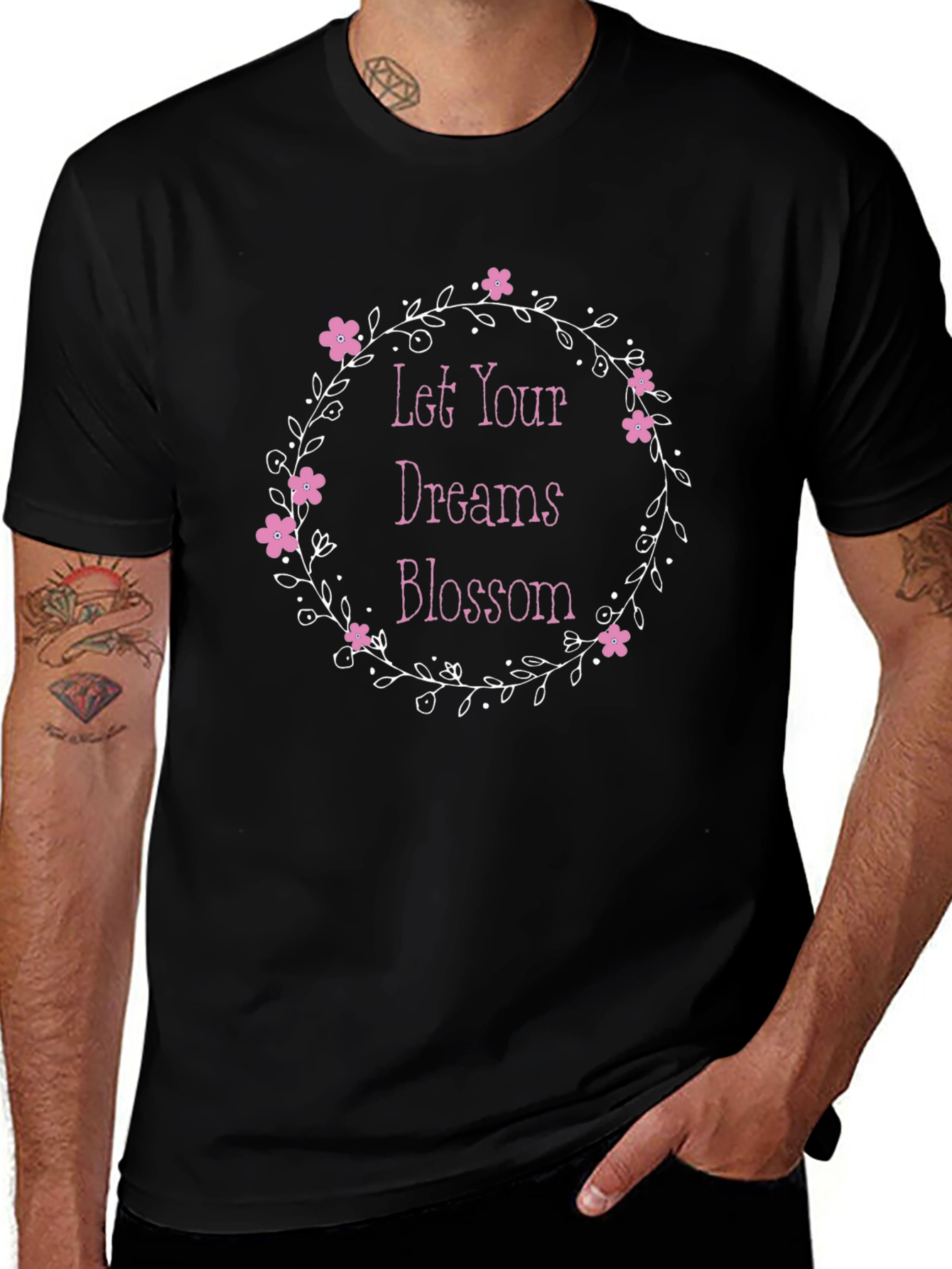 Floral Dream Blossom Black Graphic Tee