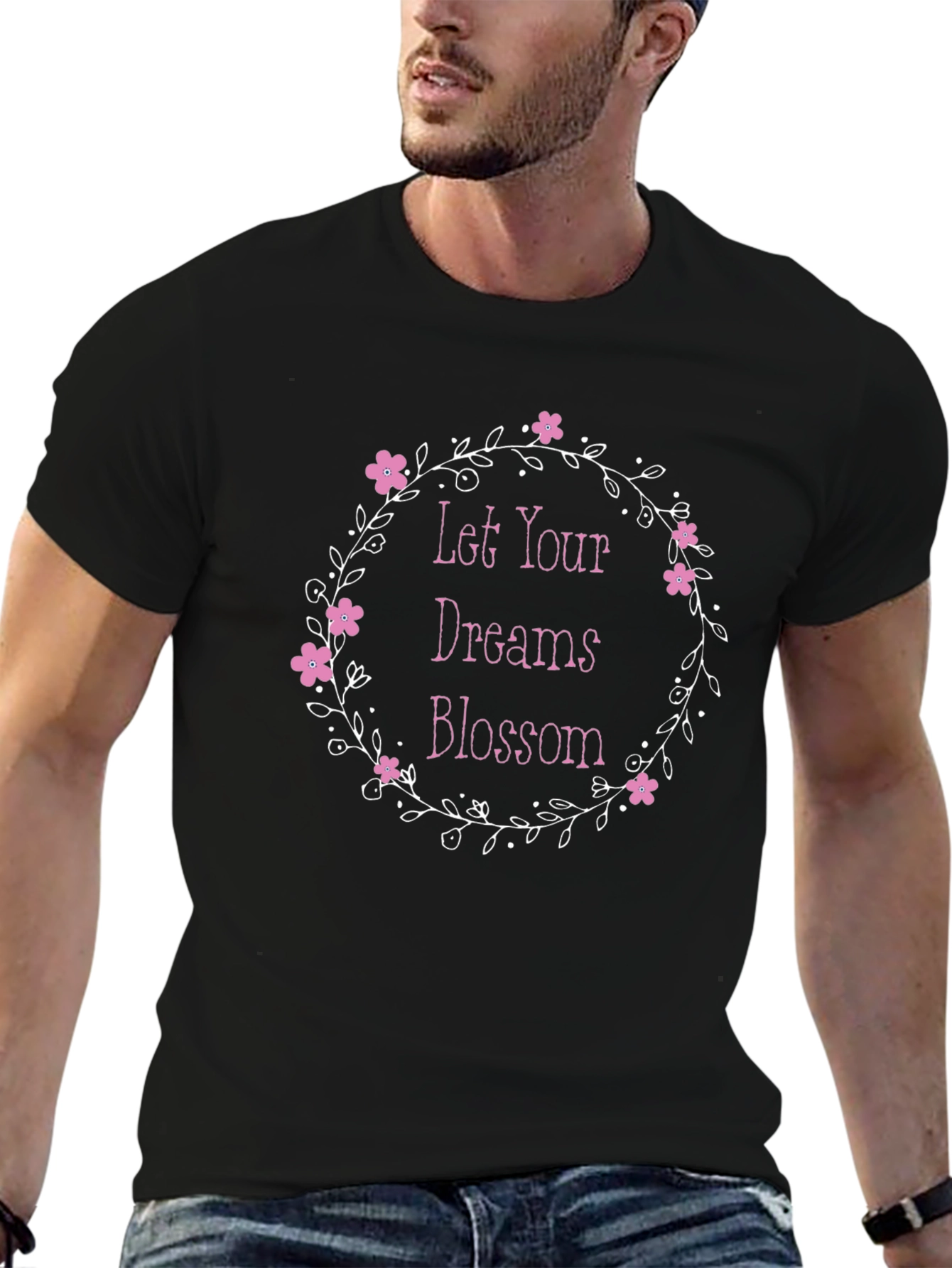 Floral Dream Blossom Black Graphic Tee