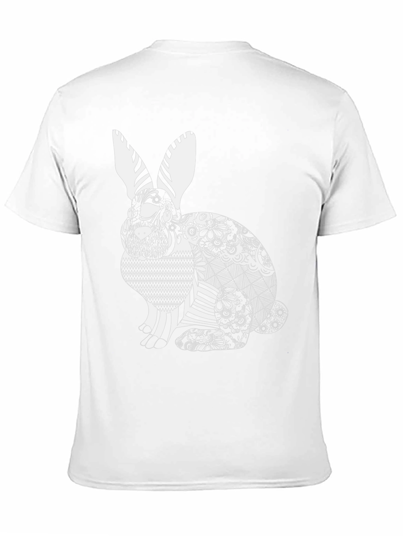 Black T-Shirt with Artistic Rabbit Print