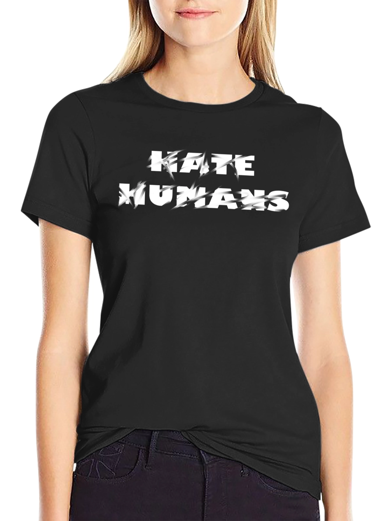 Hate Humans Black Graphic Tee for Men