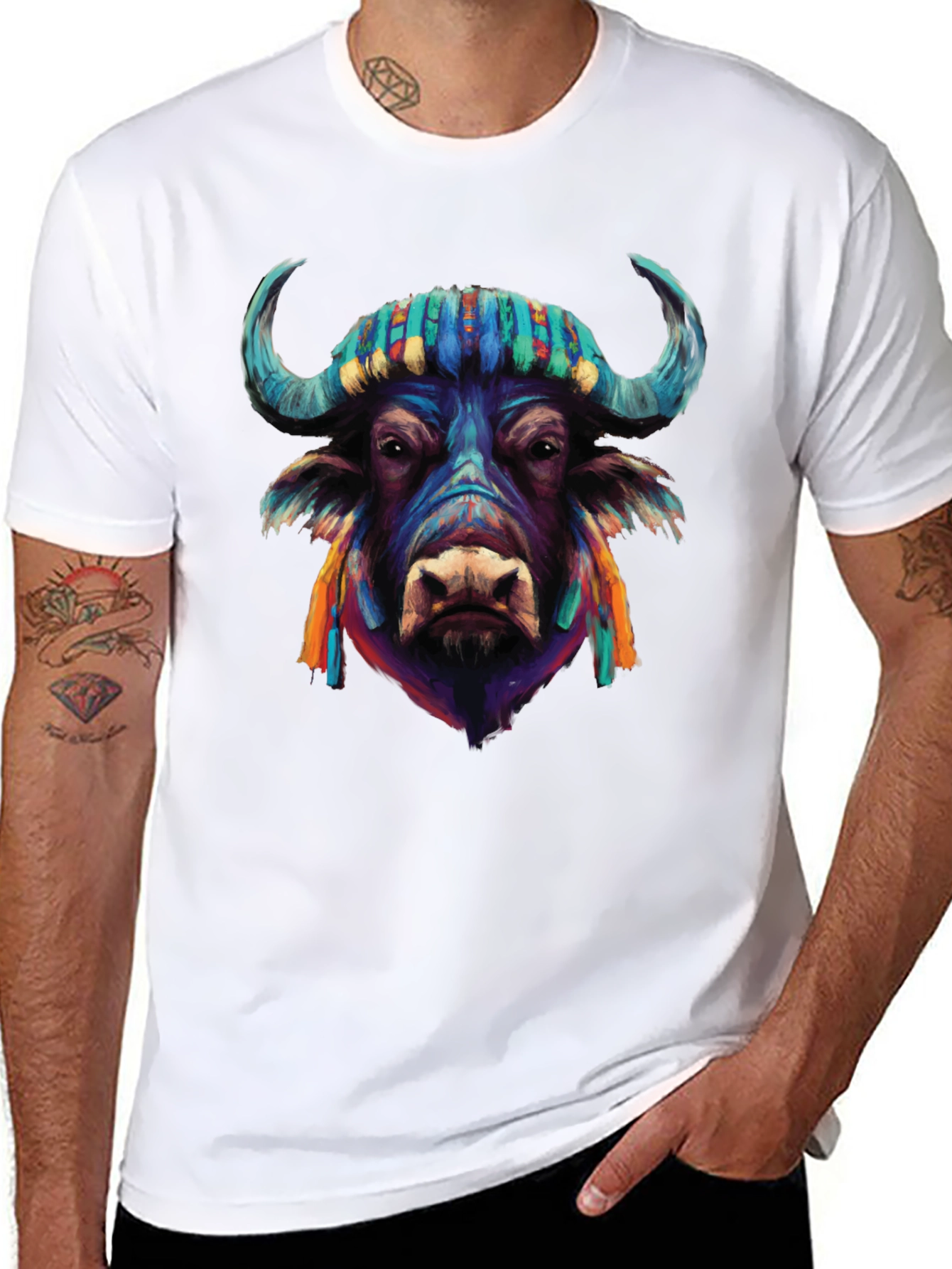 Vibrant Buffalo Graphic Tee - Stylish Mens T-Shirt