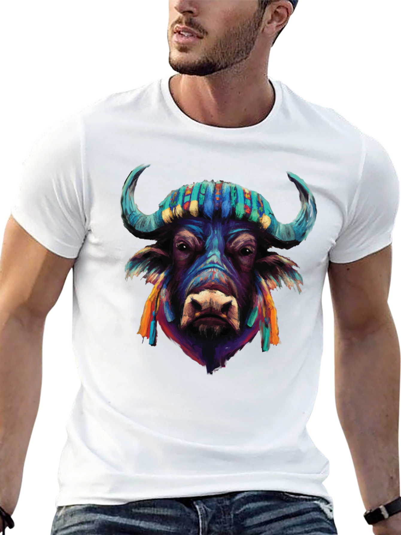 Vibrant Buffalo Graphic Tee - Stylish Mens T-Shirt