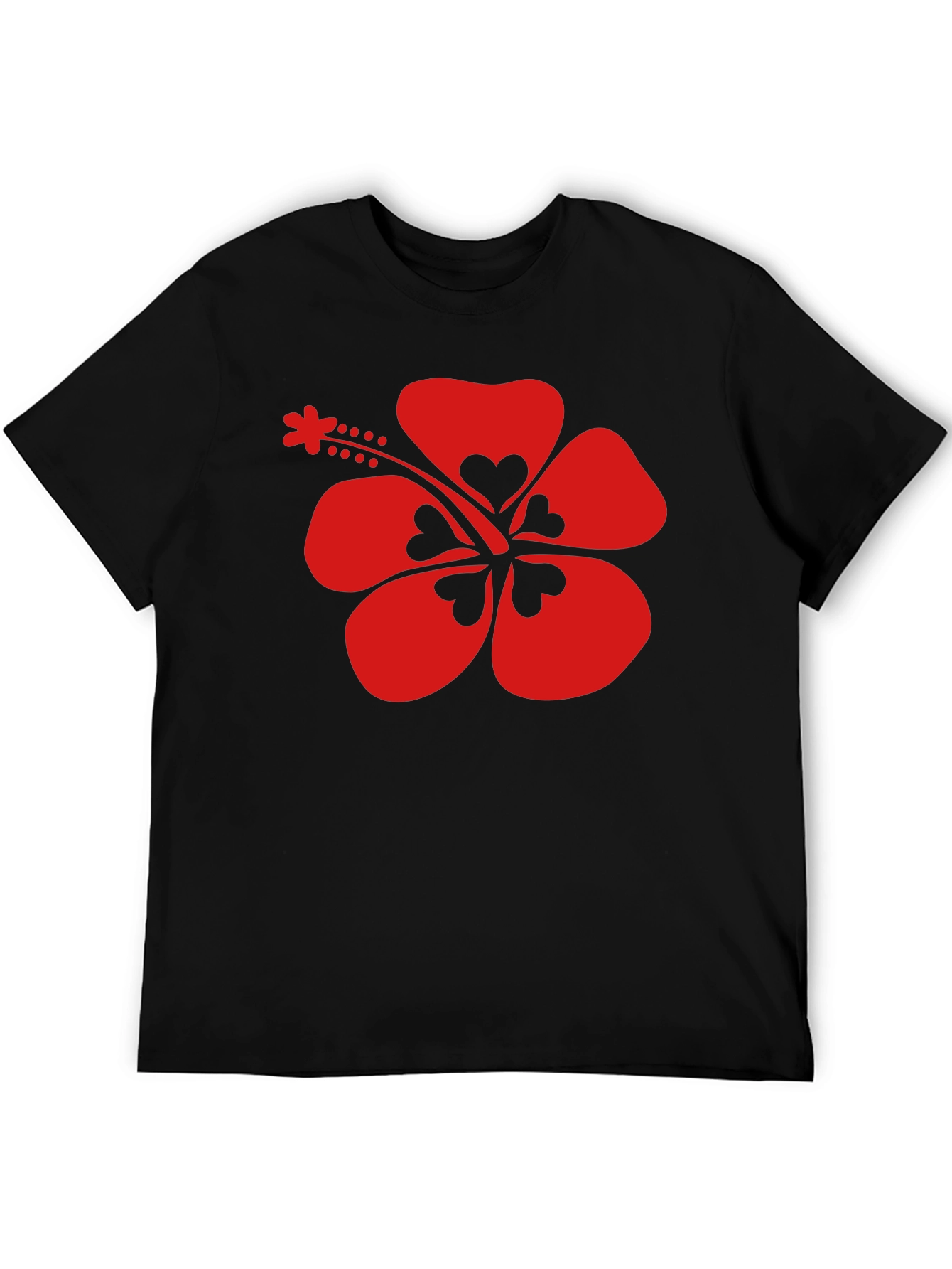 Hibiscus Flower Graphic Tee - Black