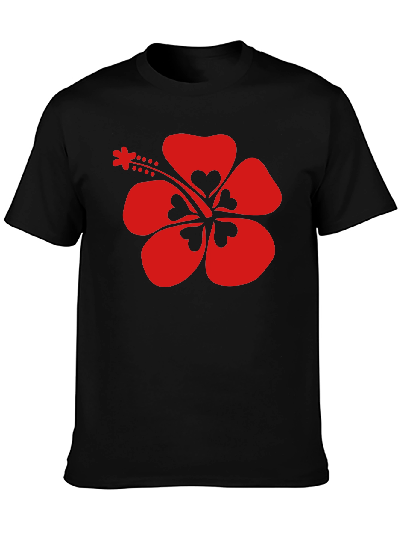 Hibiscus Flower Graphic Tee - Black