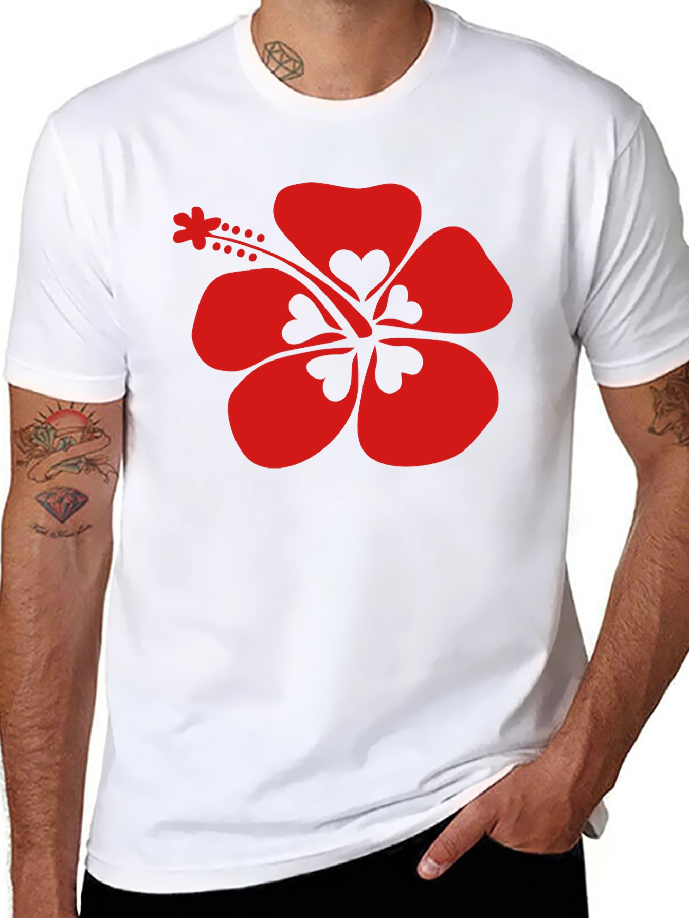 Hibiscus Flower Graphic Tee - Black