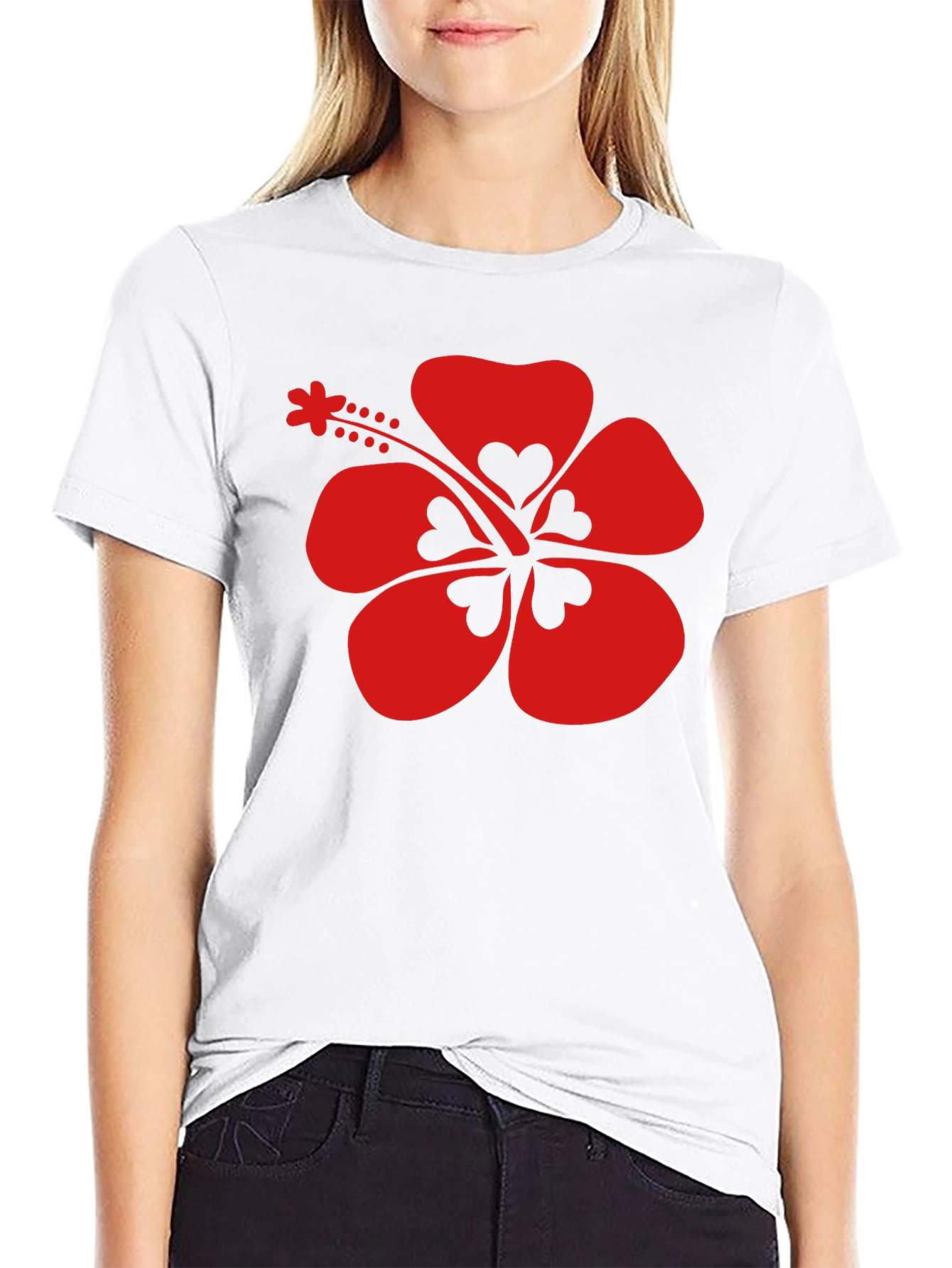 Hibiscus Flower Graphic Tee - Black