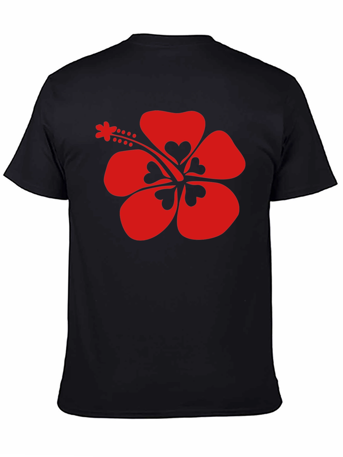 Hibiscus Flower Graphic Tee - Black