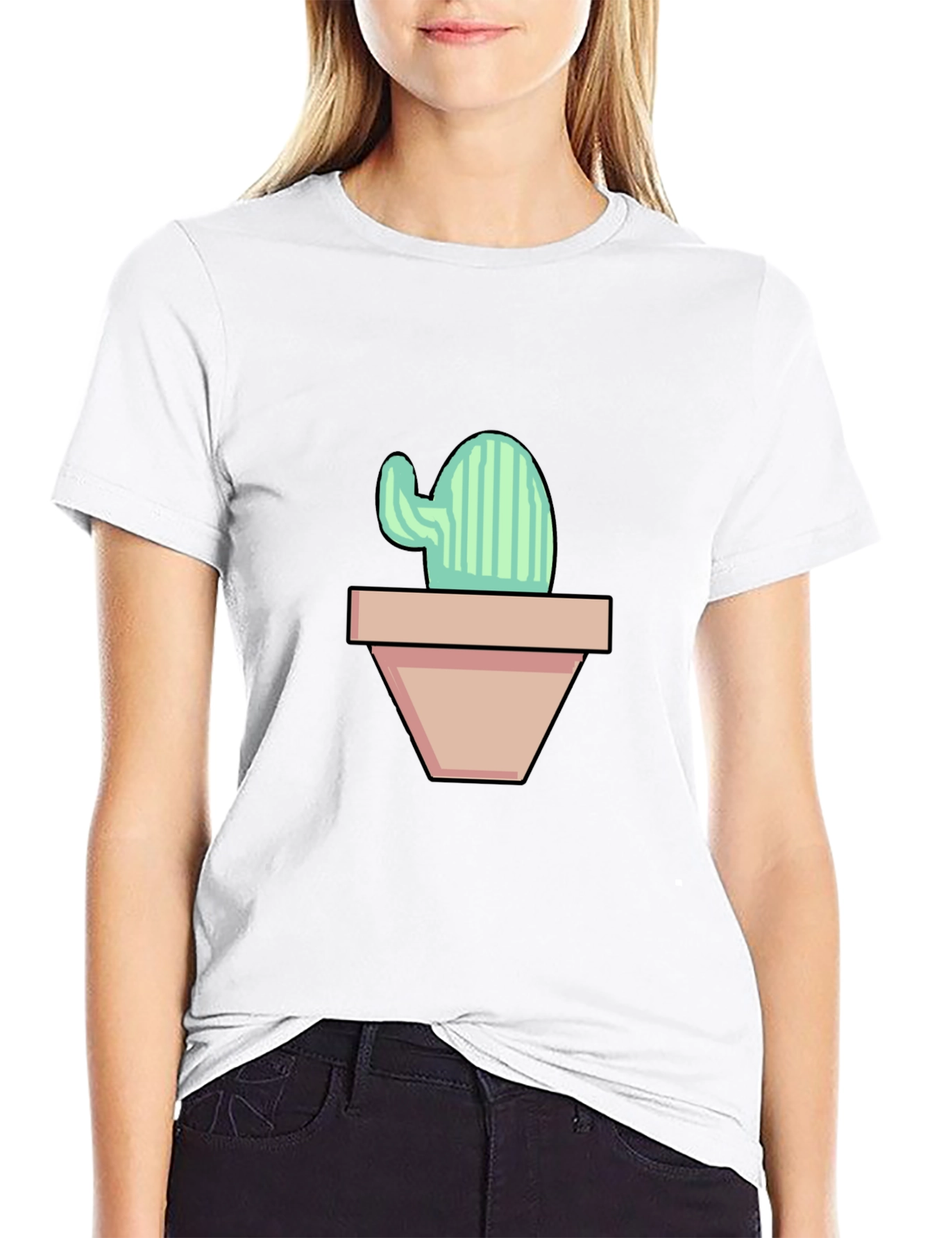 Cactus in Pot Graphic Tee - Trendy & Unique