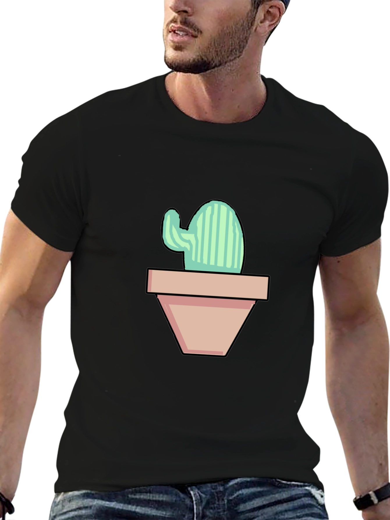 Cactus in Pot Graphic Tee - Trendy & Unique