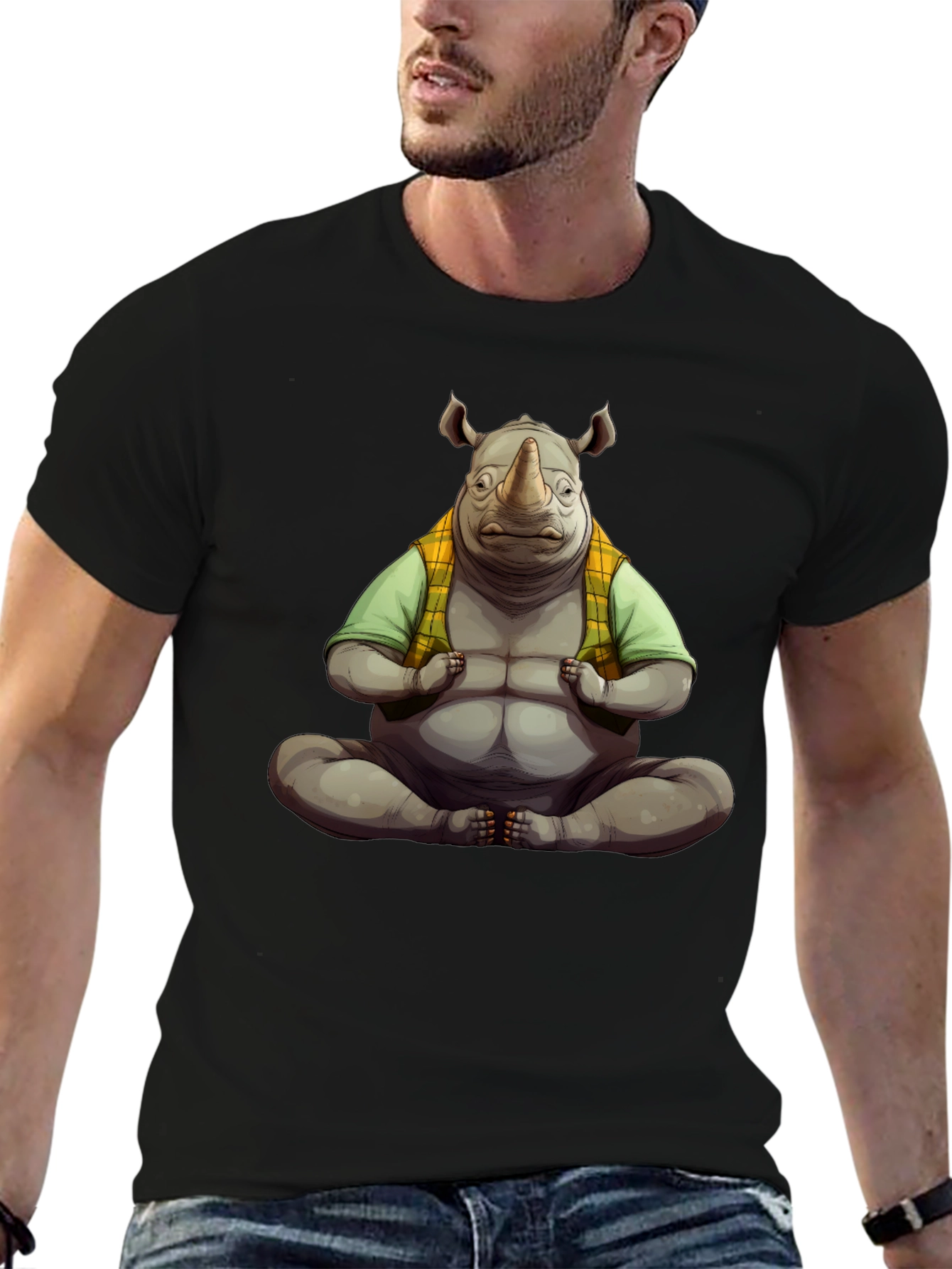 Meditating Rhino Graphic T-Shirt