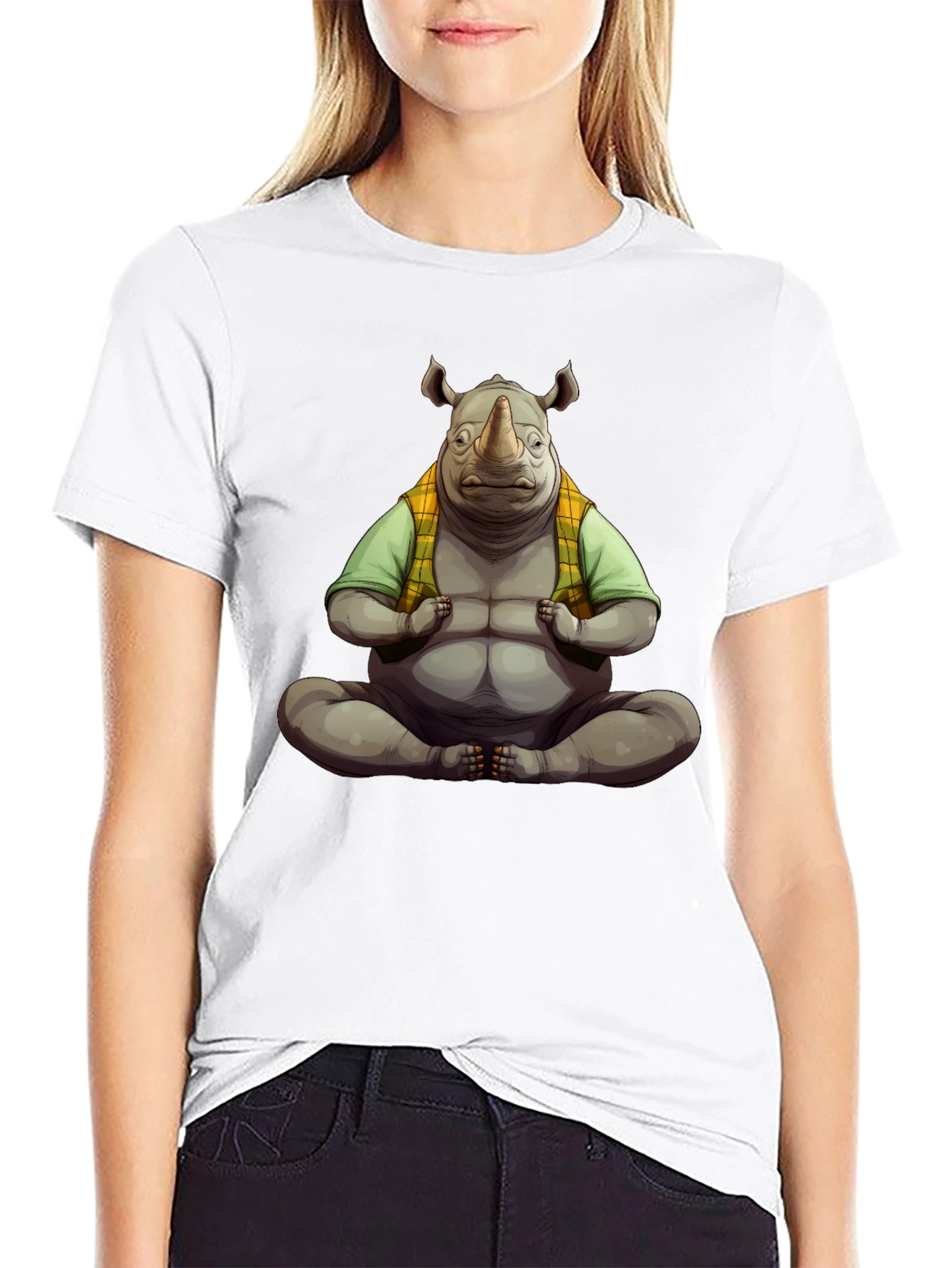 Meditating Rhino Graphic T-Shirt