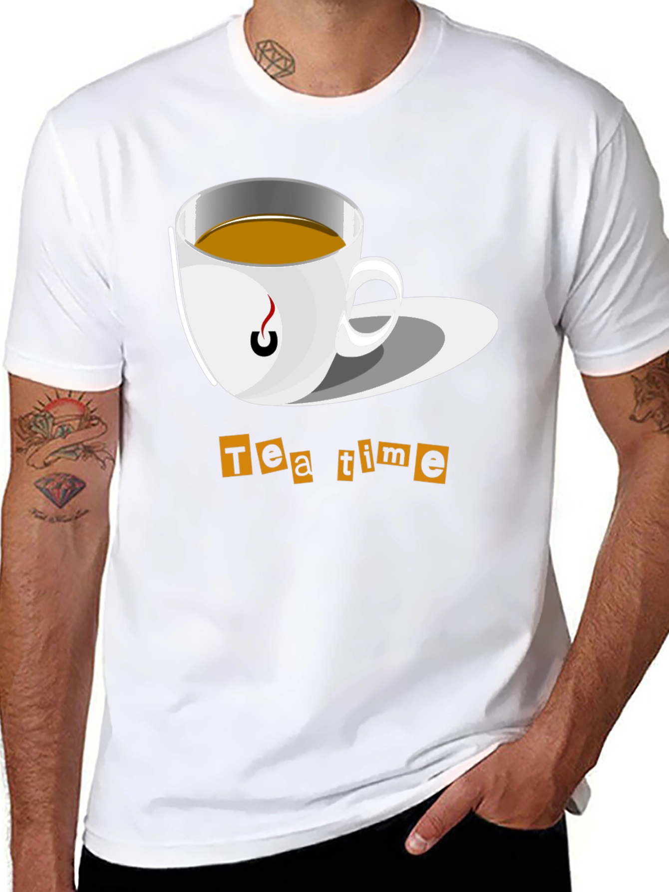 Tea Time Graphic T-Shirt - Black Cotton Tee