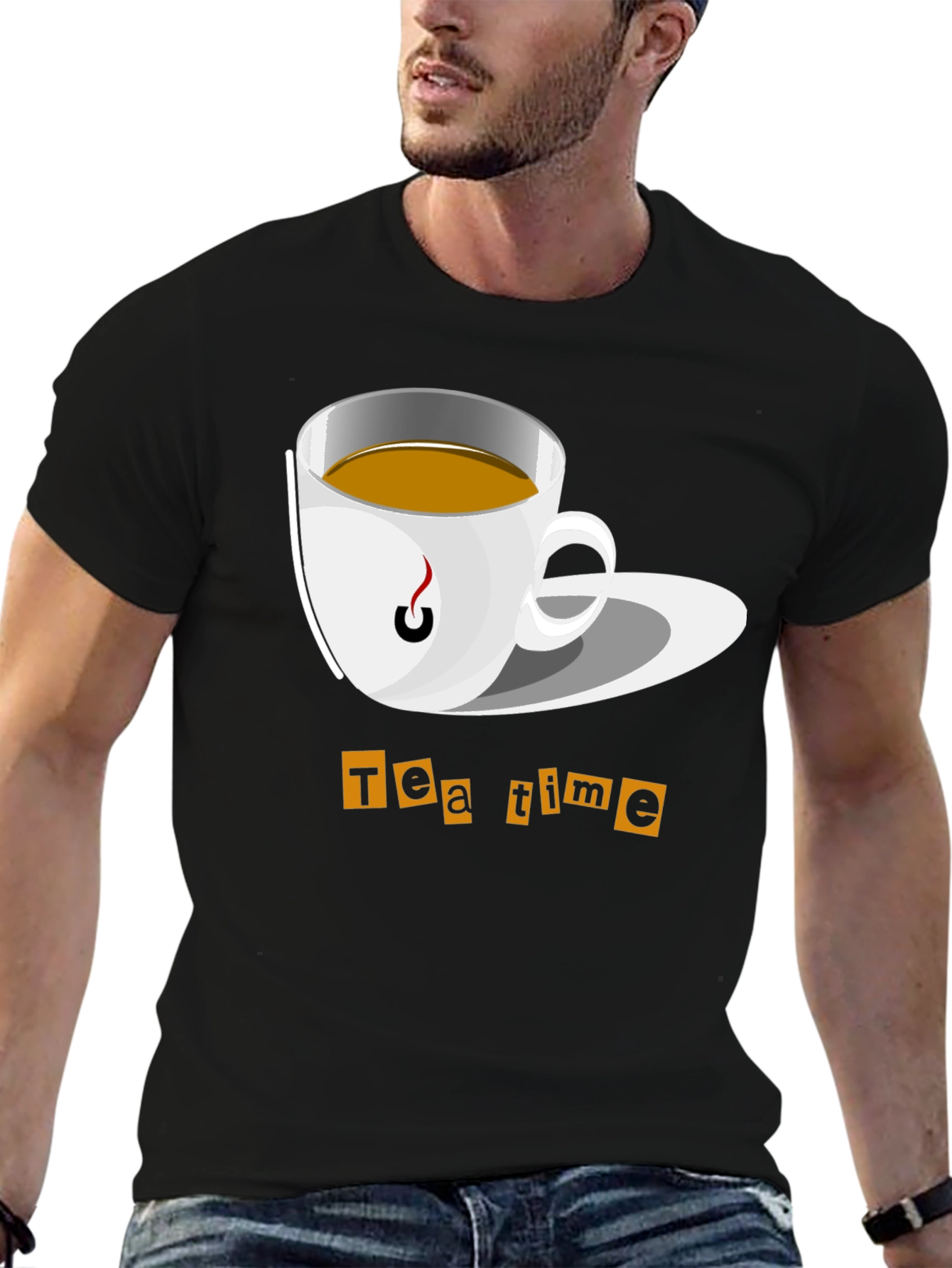 Tea Time Graphic T-Shirt - Black Cotton Tee