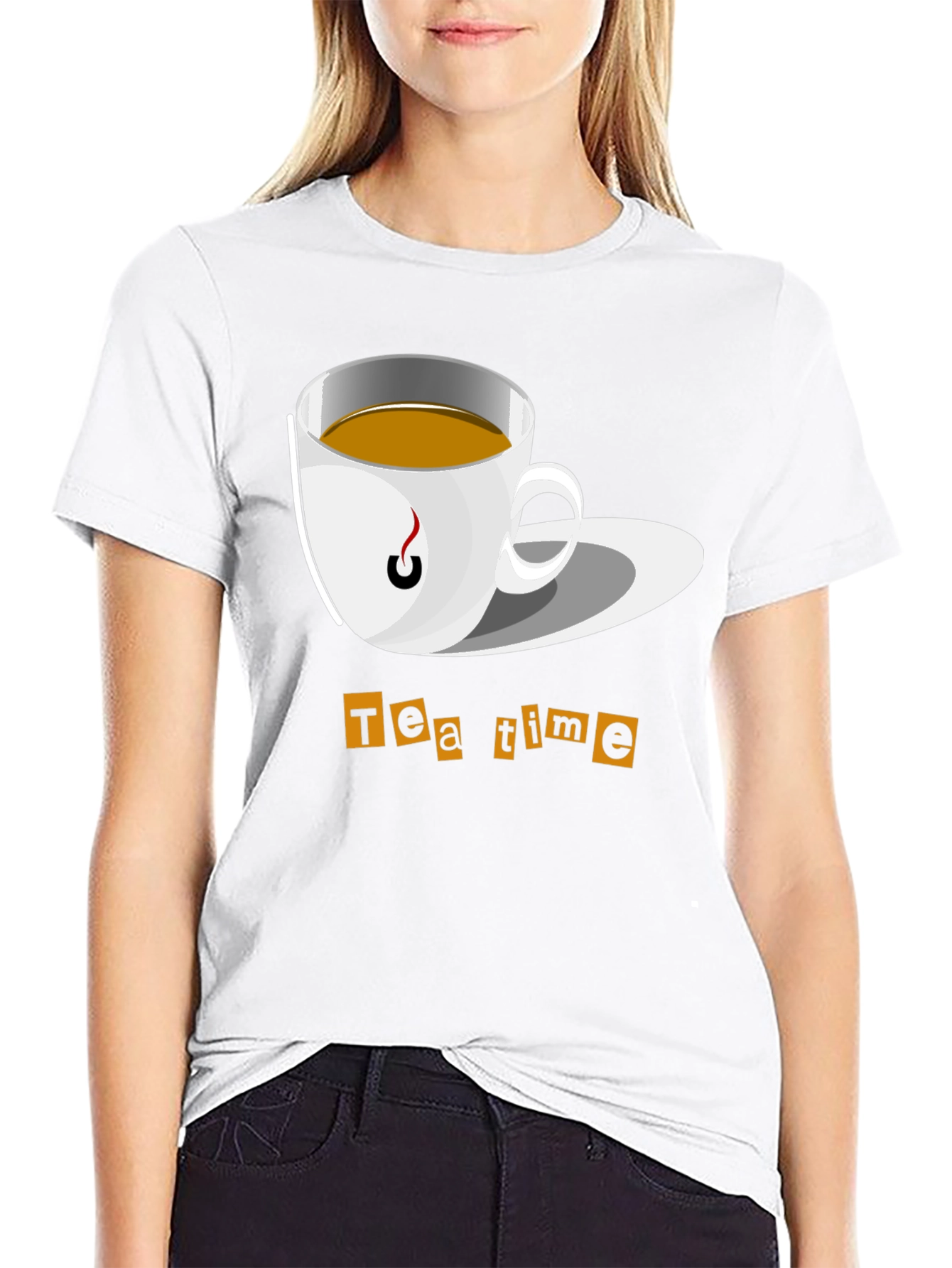 Tea Time Graphic T-Shirt - Black Cotton Tee
