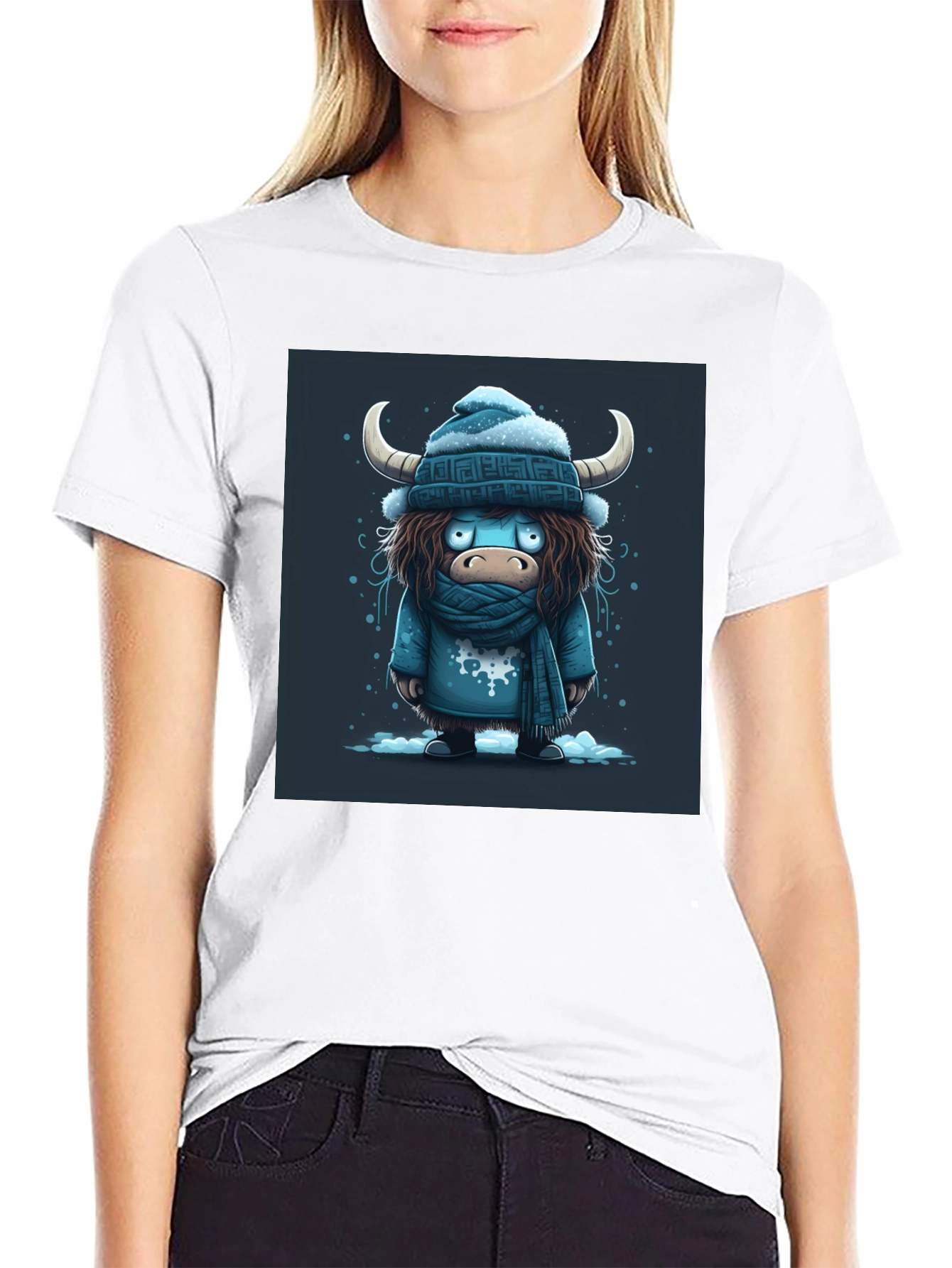 Winter Yak Graphic Tee - Black Cotton T-Shirt