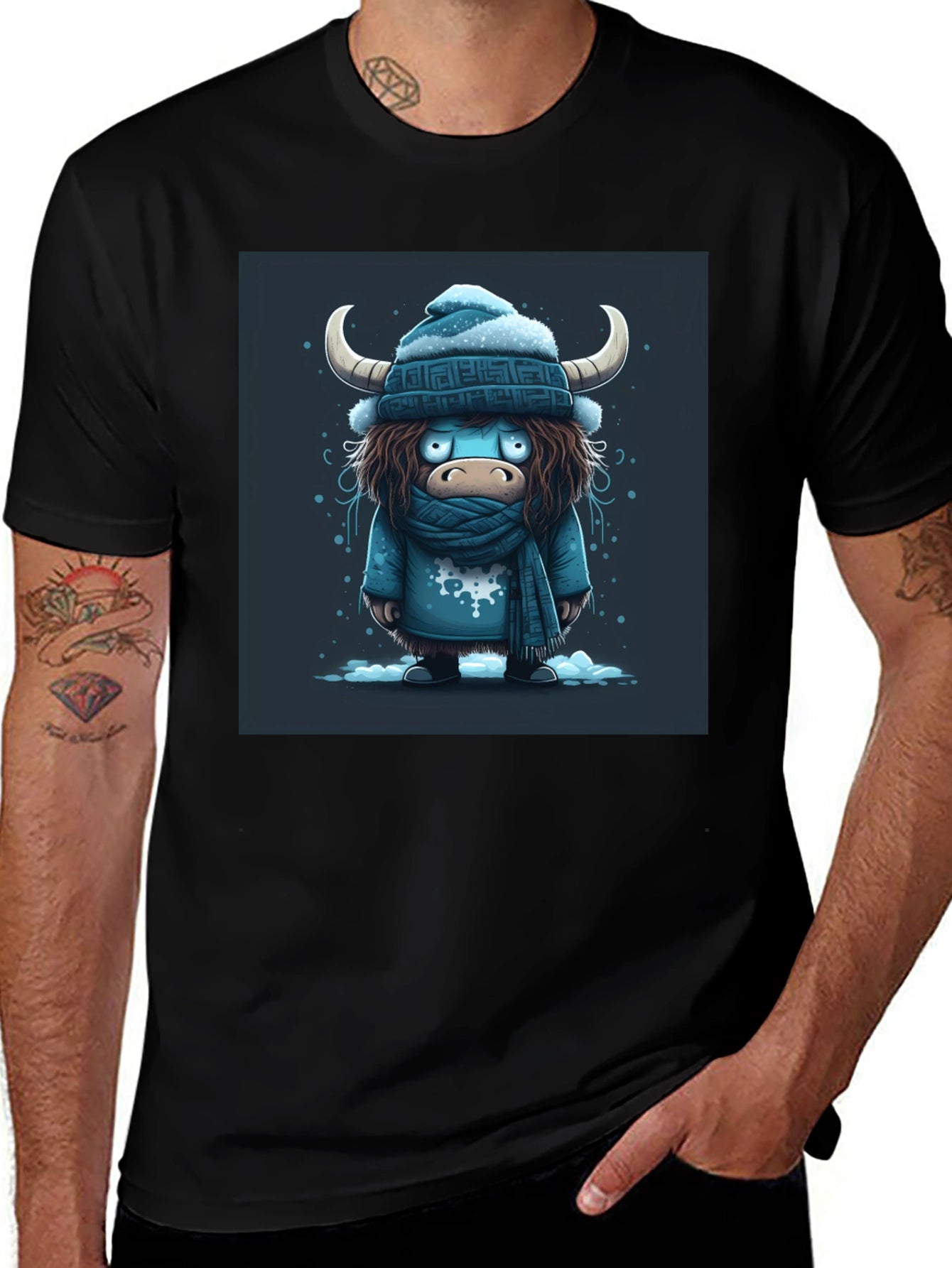Winter Yak Graphic Tee - Black Cotton T-Shirt