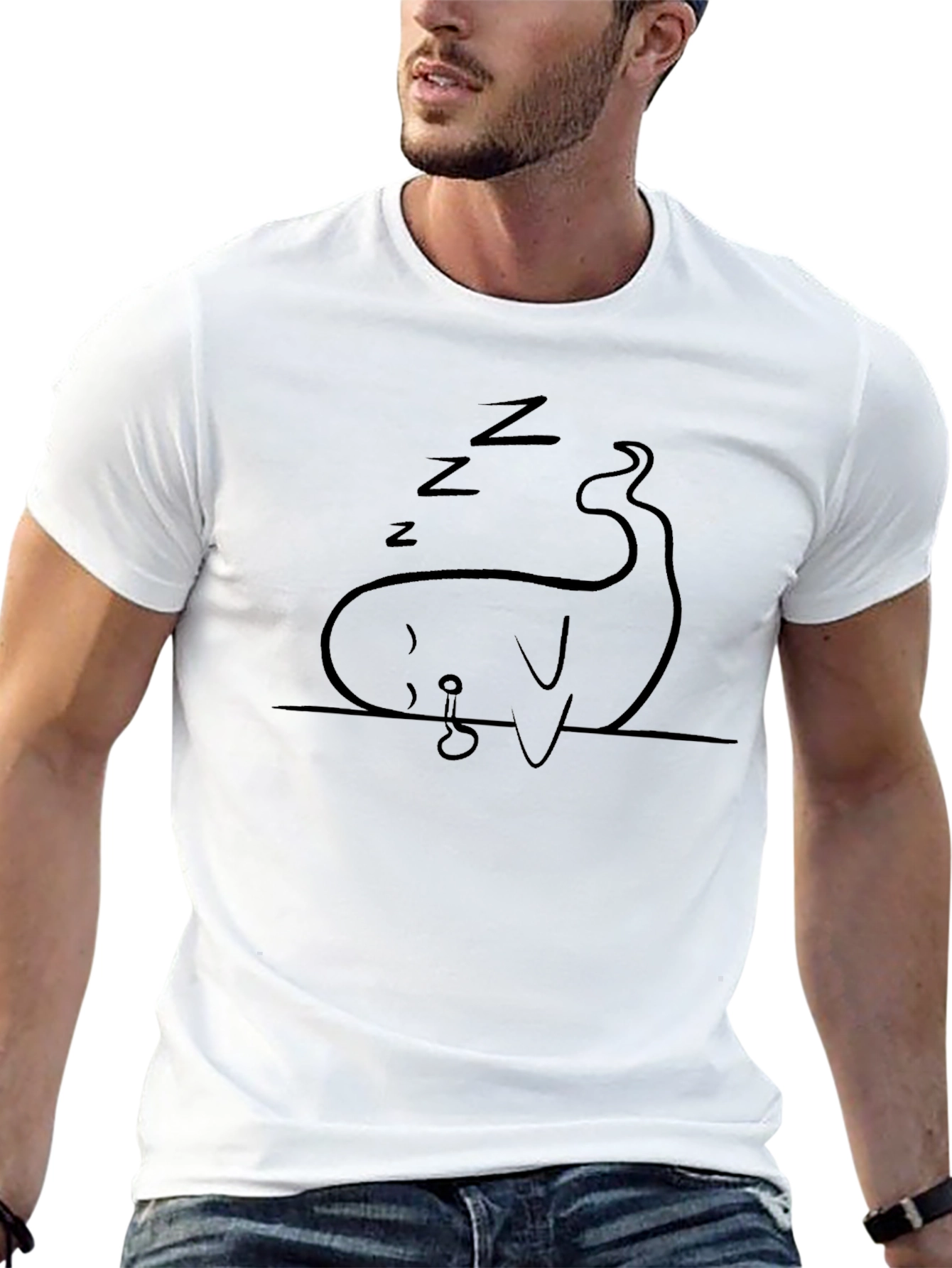 Sleepy Whale Graphic Tee - Black Cotton T-Shirt