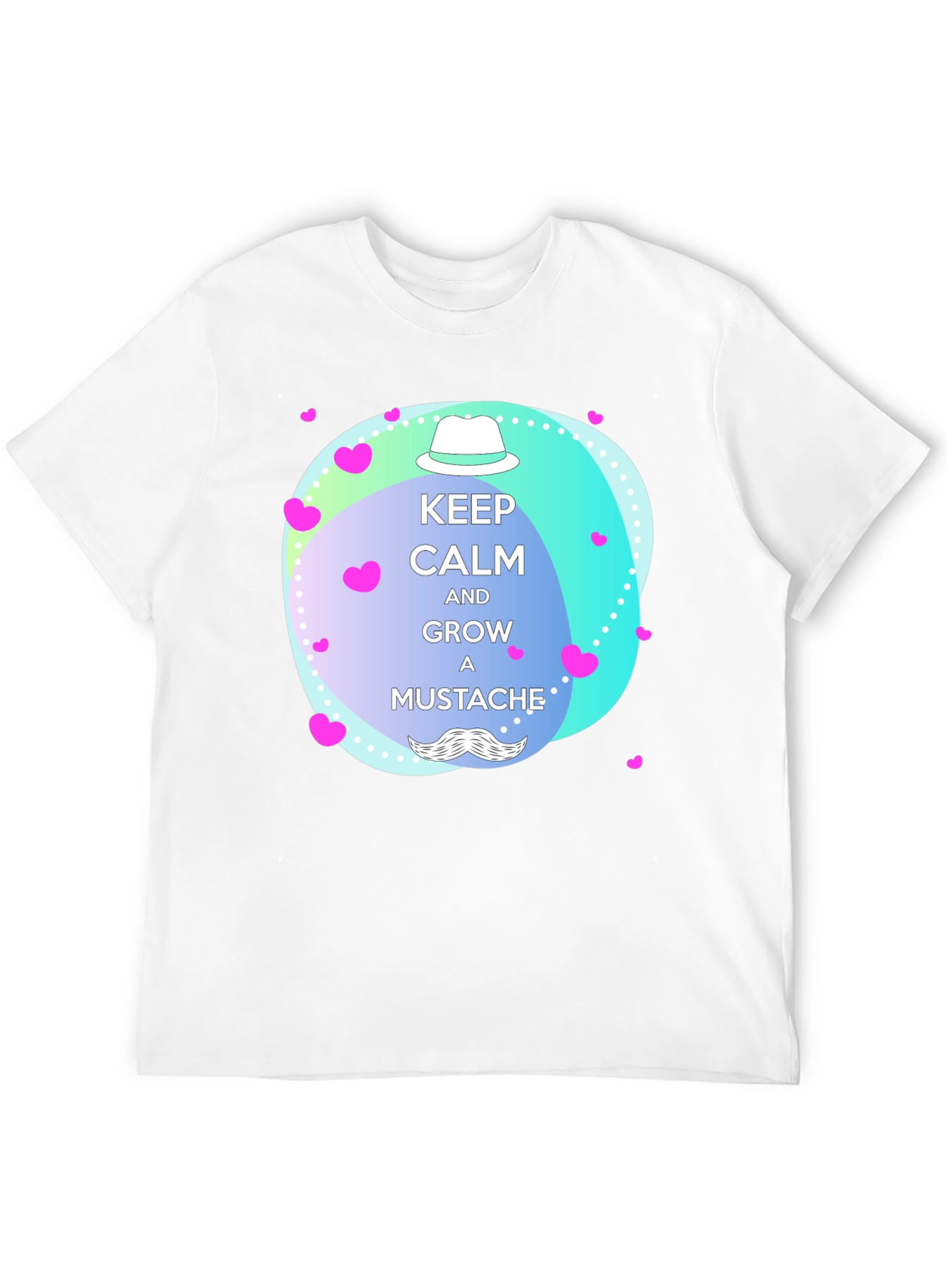 Keep Calm Mustache T-Shirt - Trendy Graphic Tee