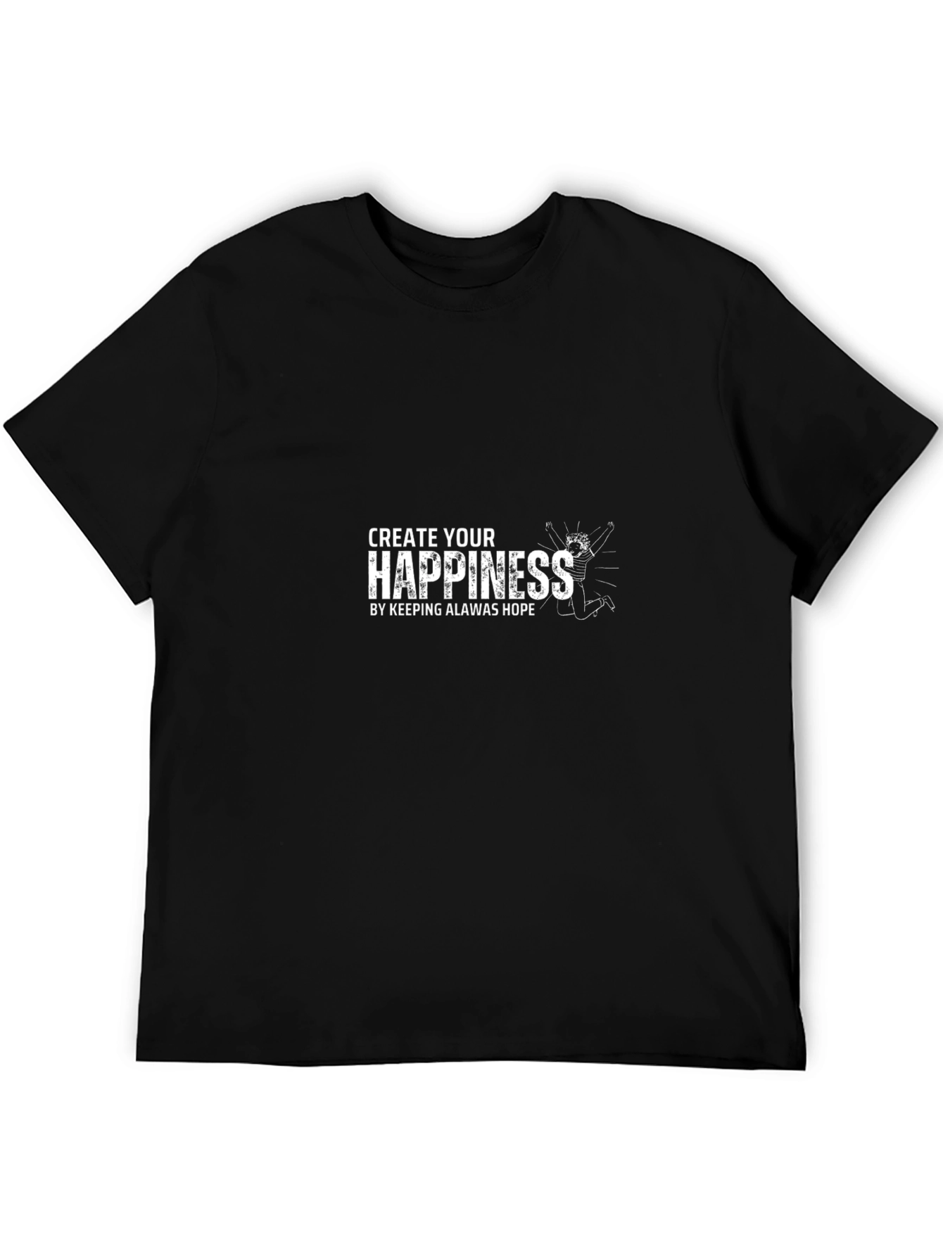 Create Happiness Tee - Black Cotton Blend Shirt