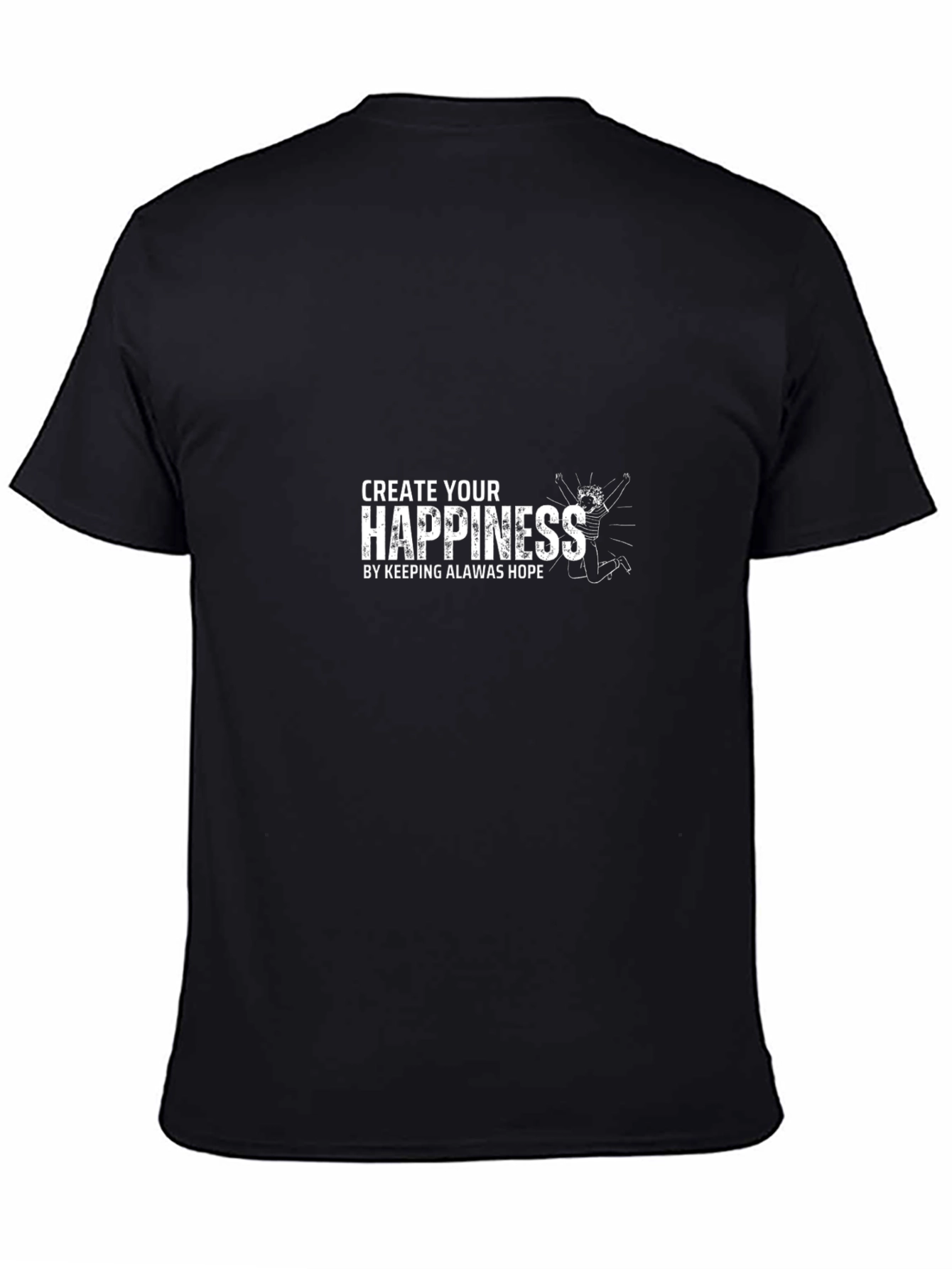Create Happiness Tee - Black Cotton Blend Shirt