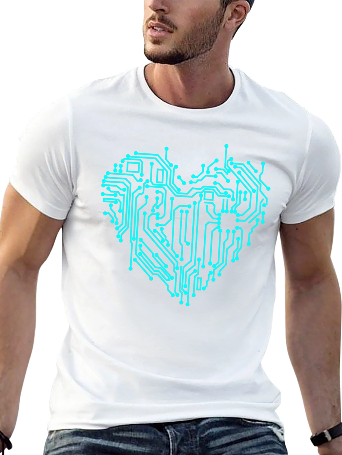 Circuit Board Heart Graphic T-Shirt