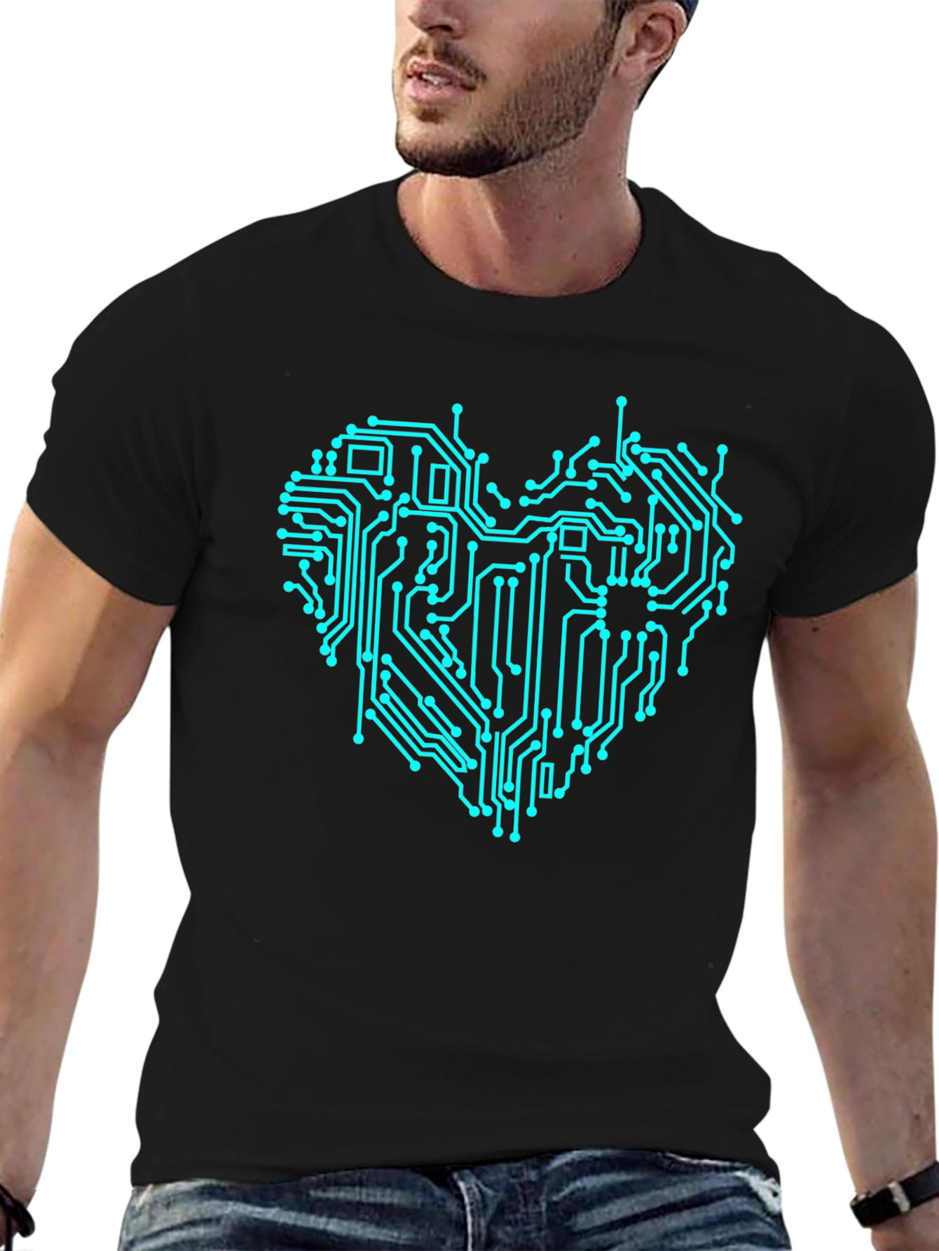 Circuit Board Heart Graphic T-Shirt