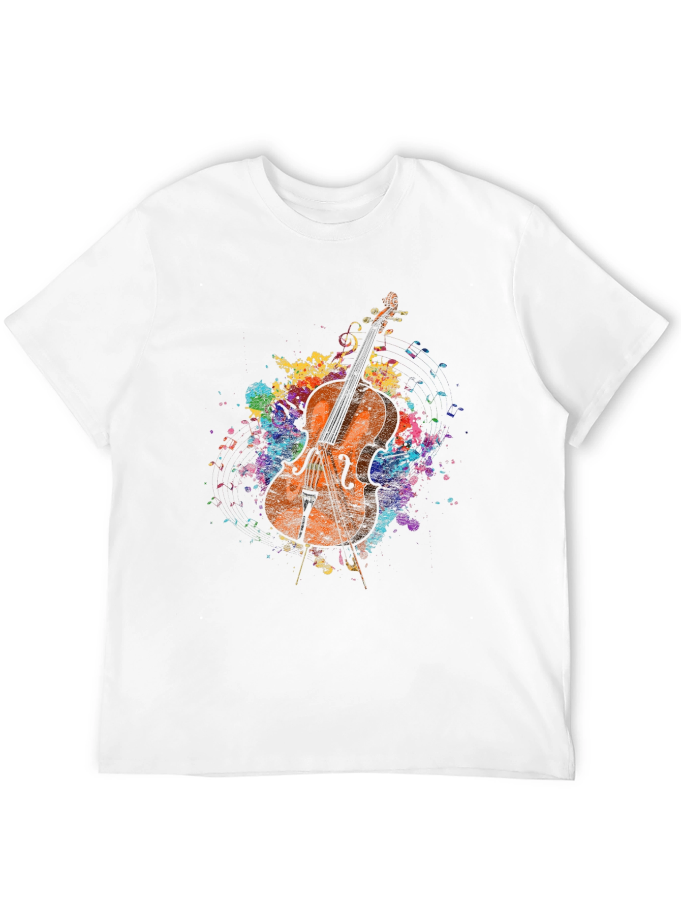 Musical Cello Paint Splatter Graphic Tee