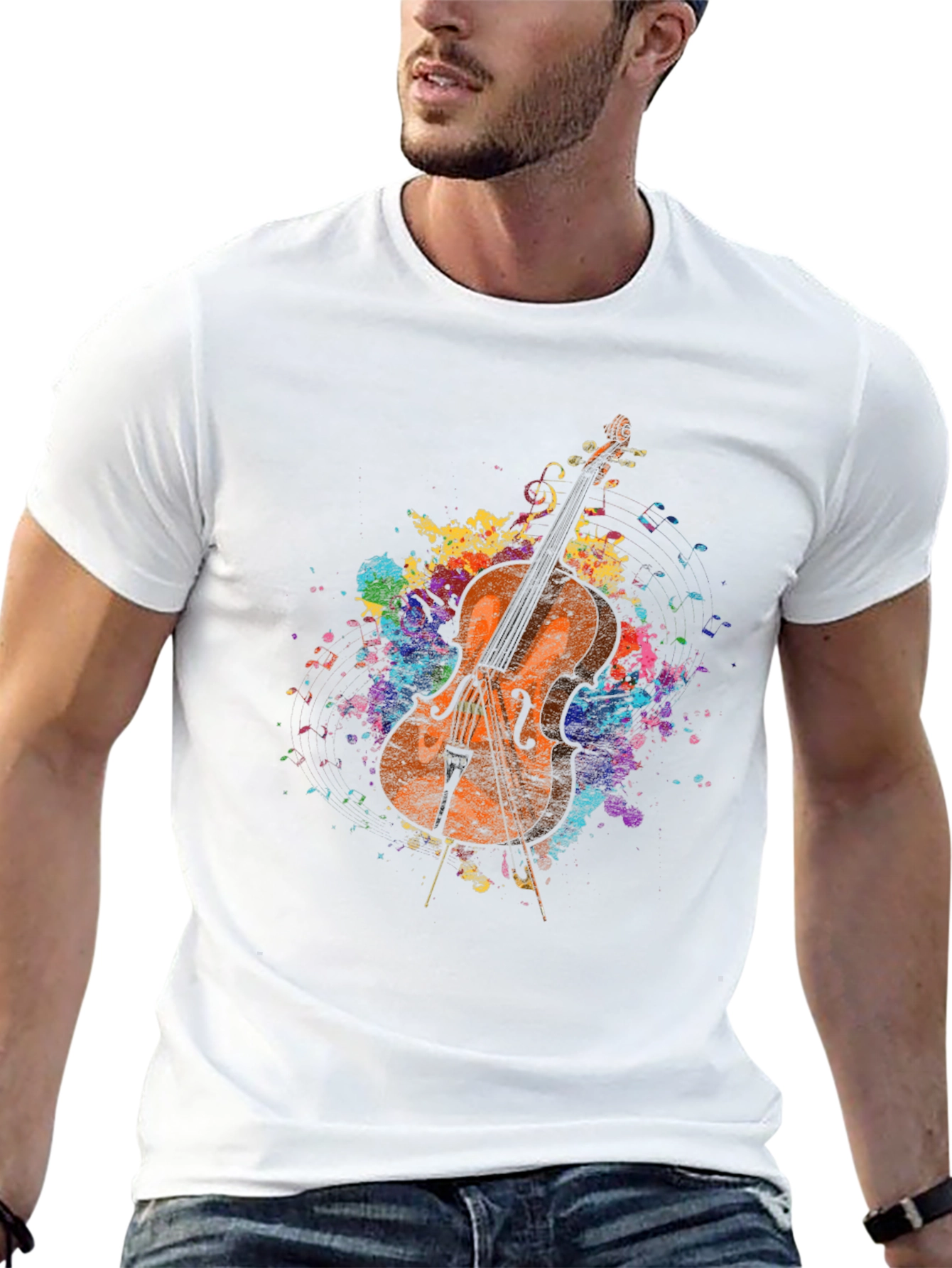 Musical Cello Paint Splatter Graphic Tee