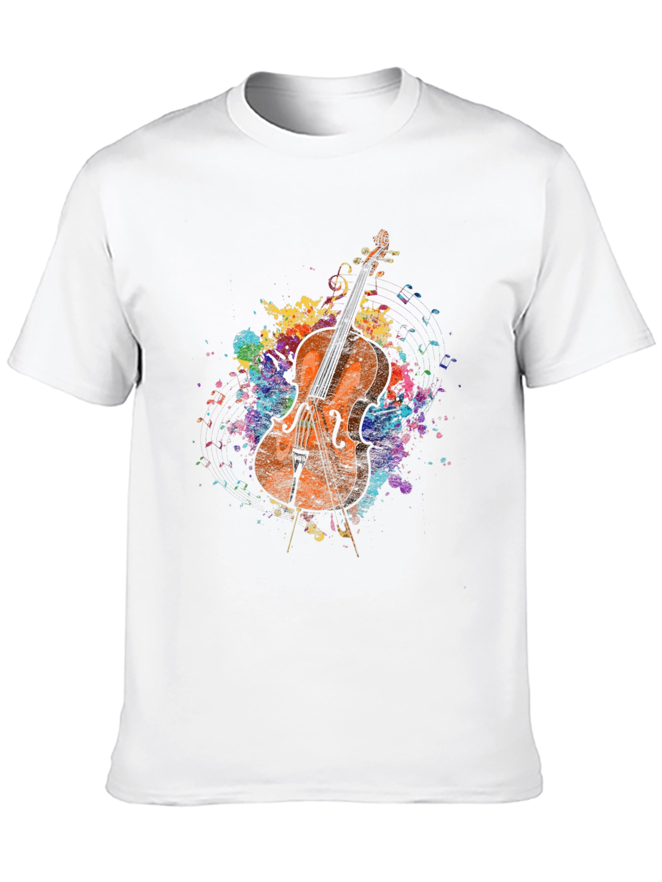 Musical Cello Paint Splatter Graphic Tee