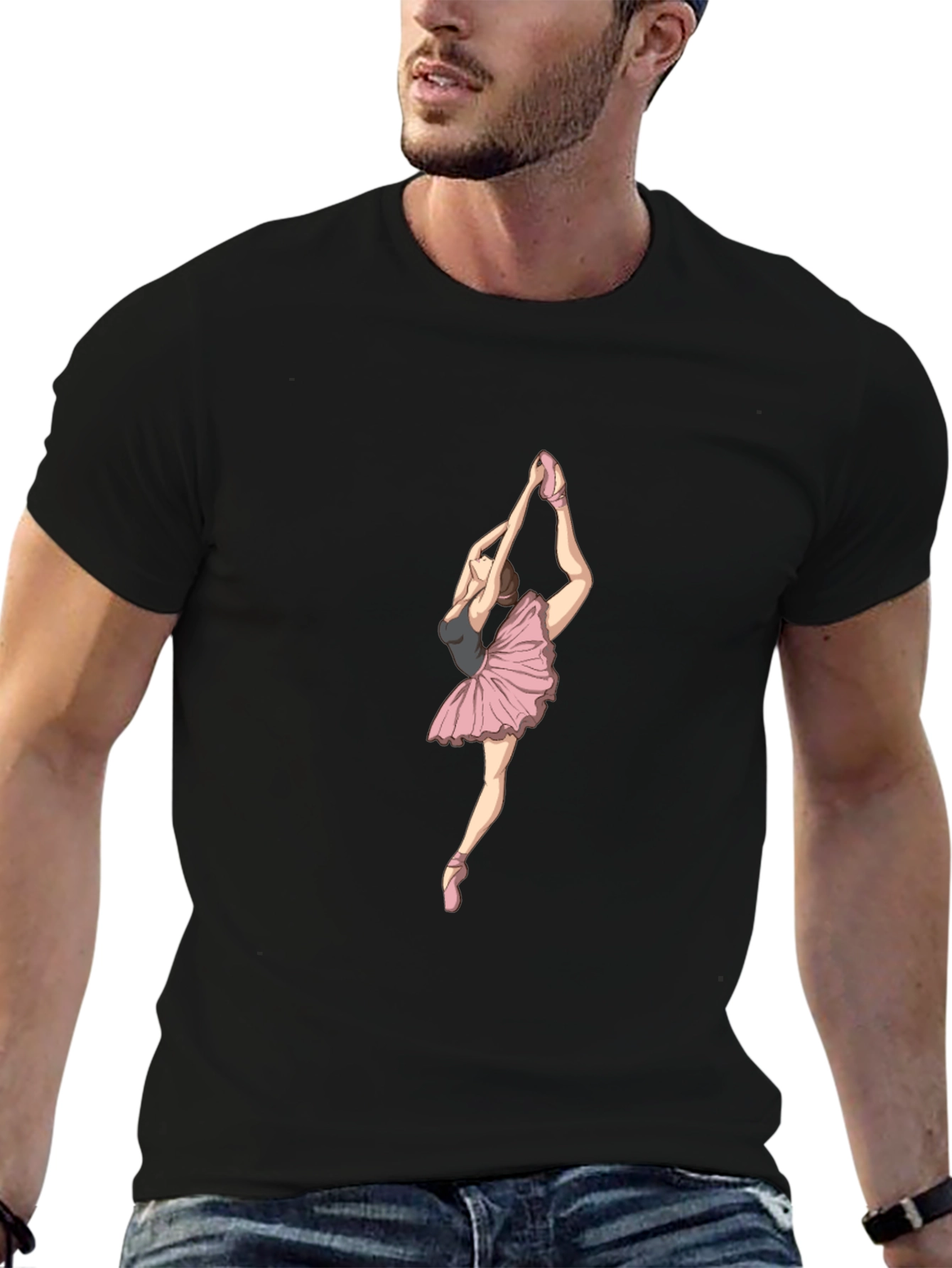 Ballerina Graphic Tee - Black Cotton T-Shirt