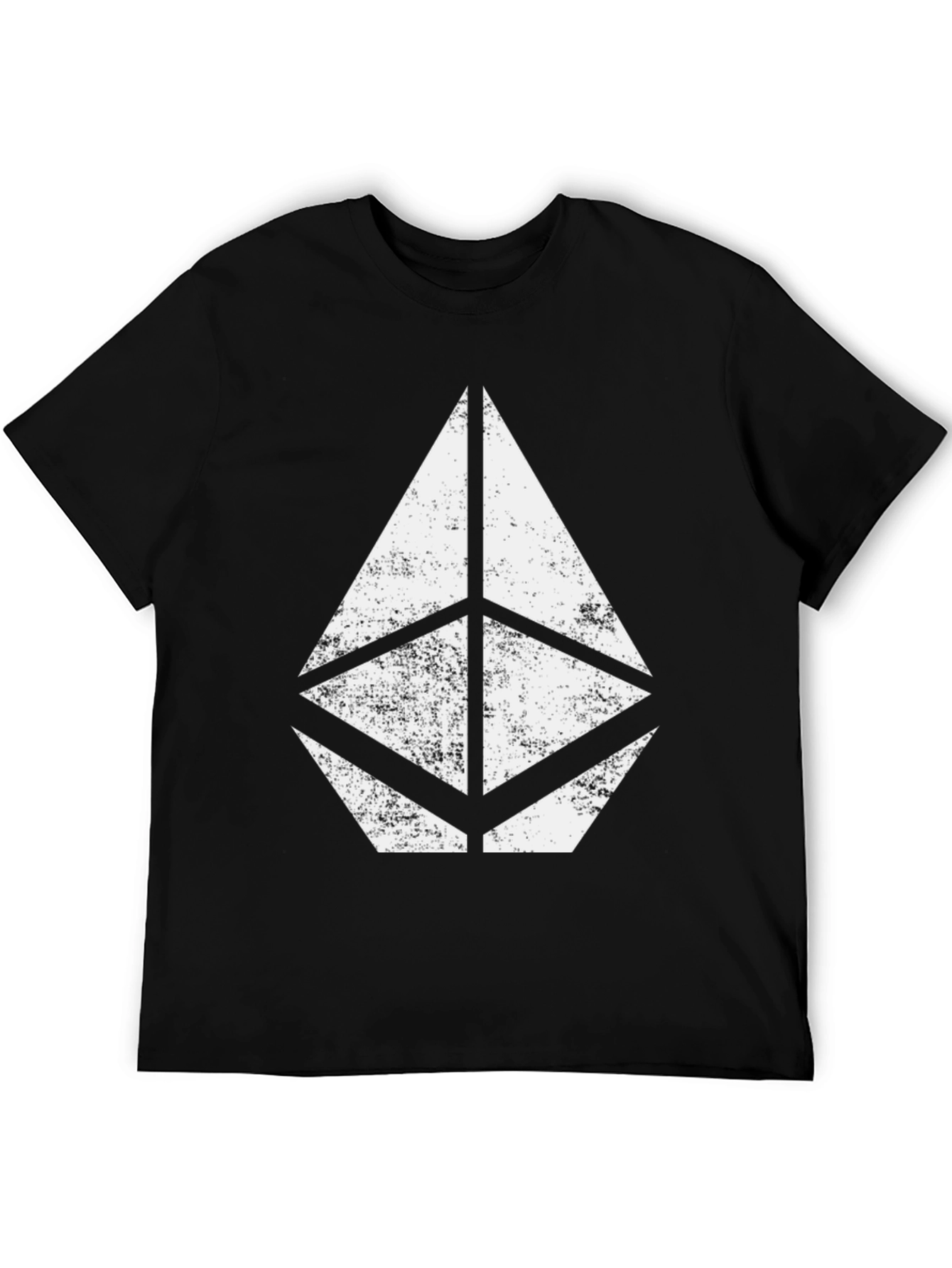 Black T-Shirt with Geometric Print