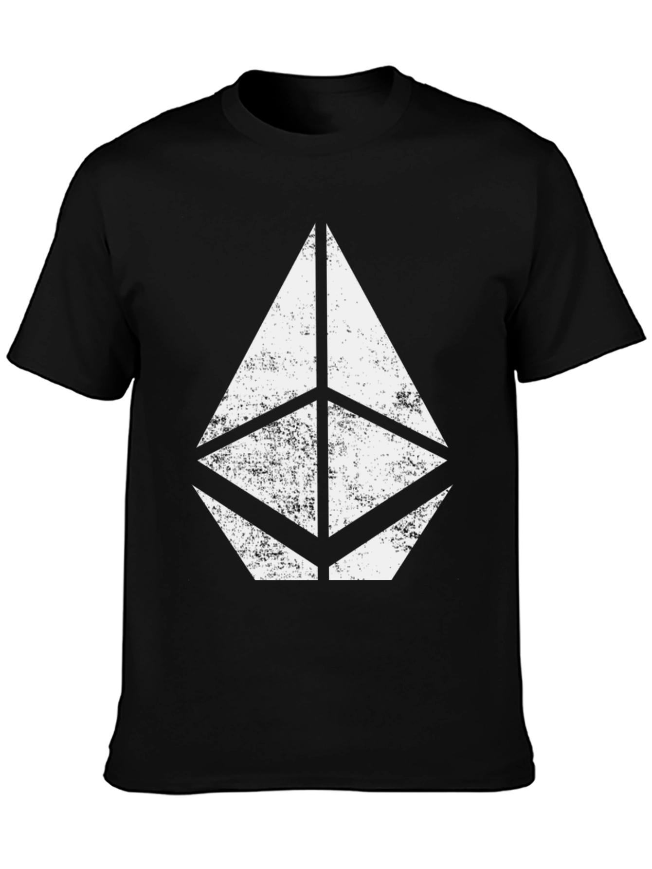 Black T-Shirt with Geometric Print