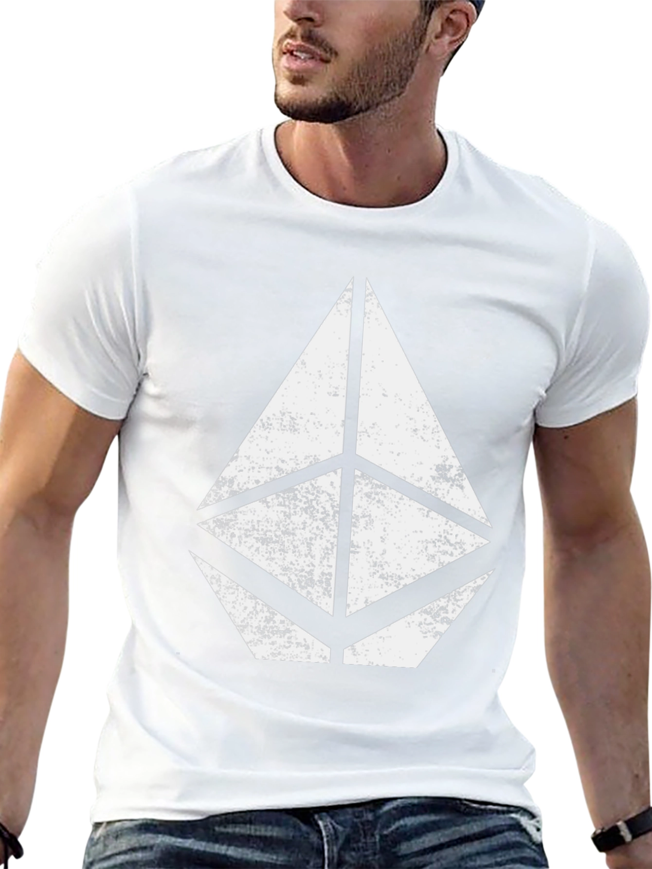 Black T-Shirt with Geometric Print