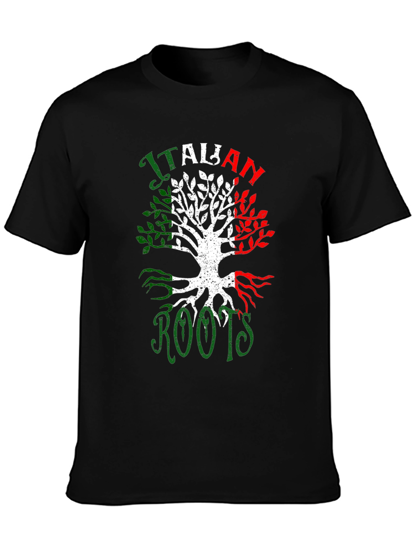 Italian Roots Graphic Tee - Black Crew Neck T-Shirt